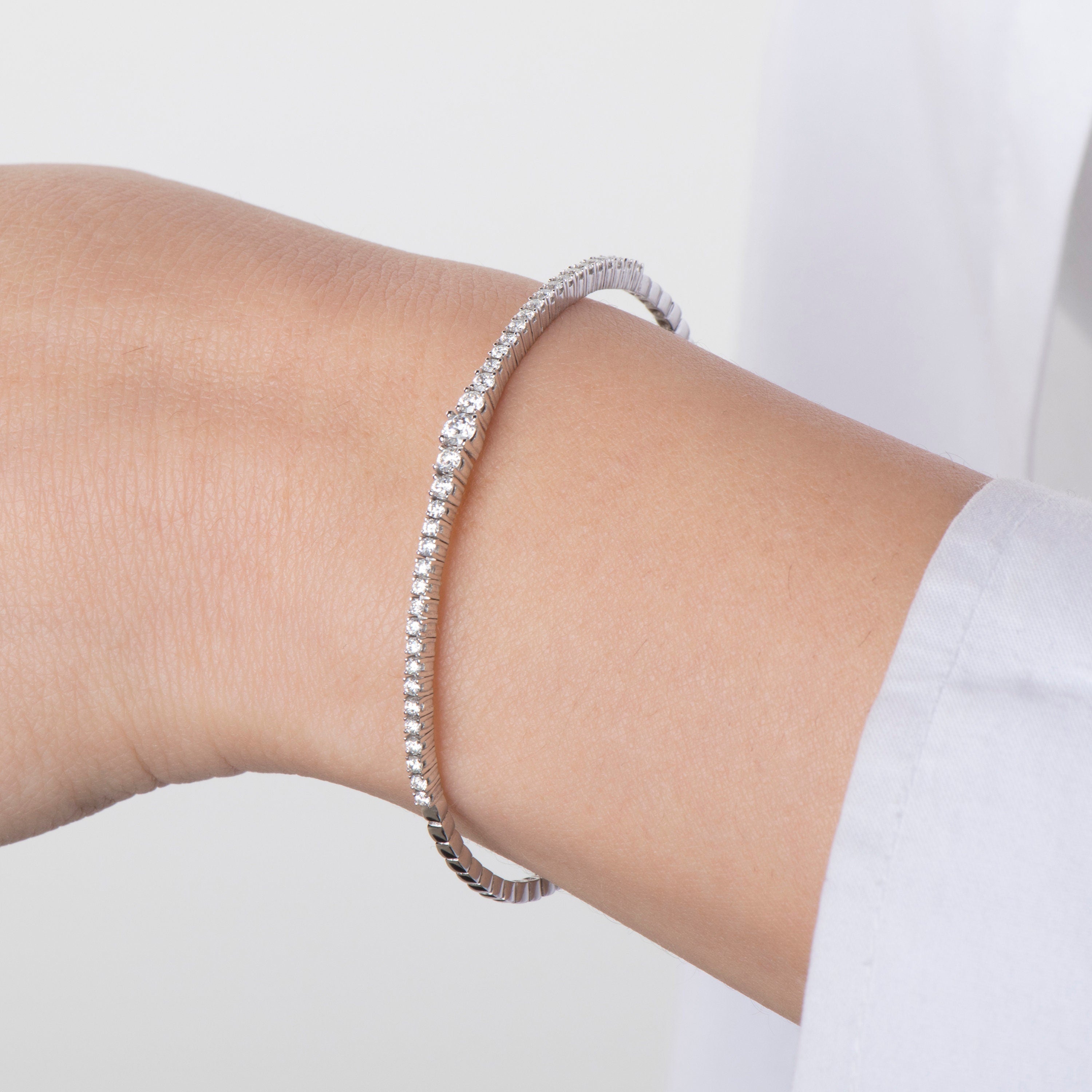 Graduated Diamond Bangle Available in 14K and 18K Gold