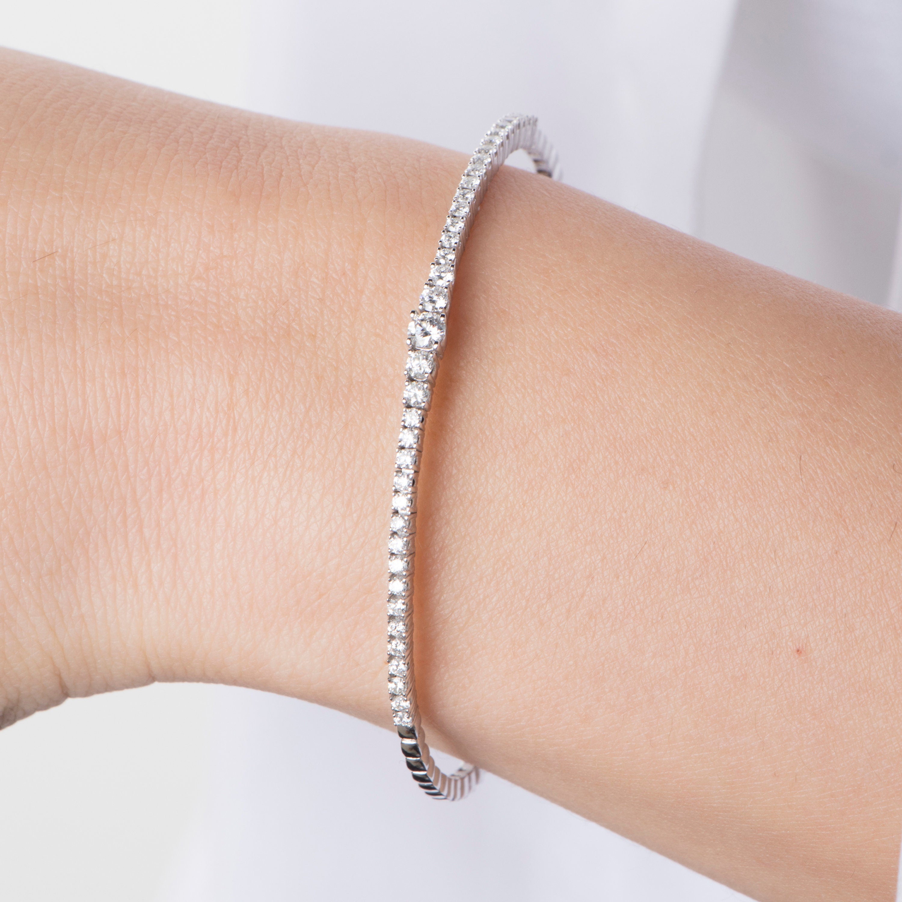 Graduated Diamond Bangle Available in 14K and 18K Gold