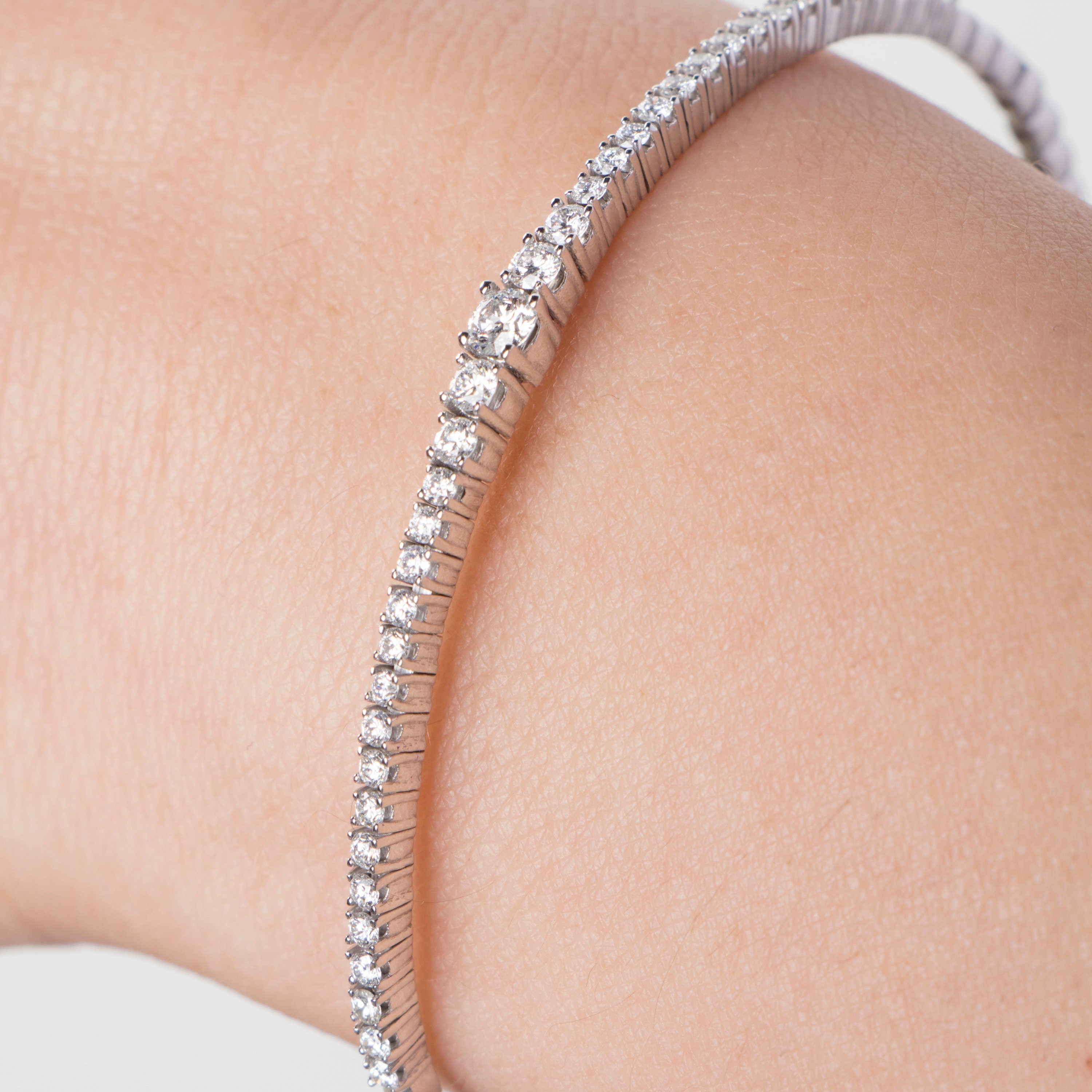 Graduated Diamond Bangle Available in 14K and 18K Gold