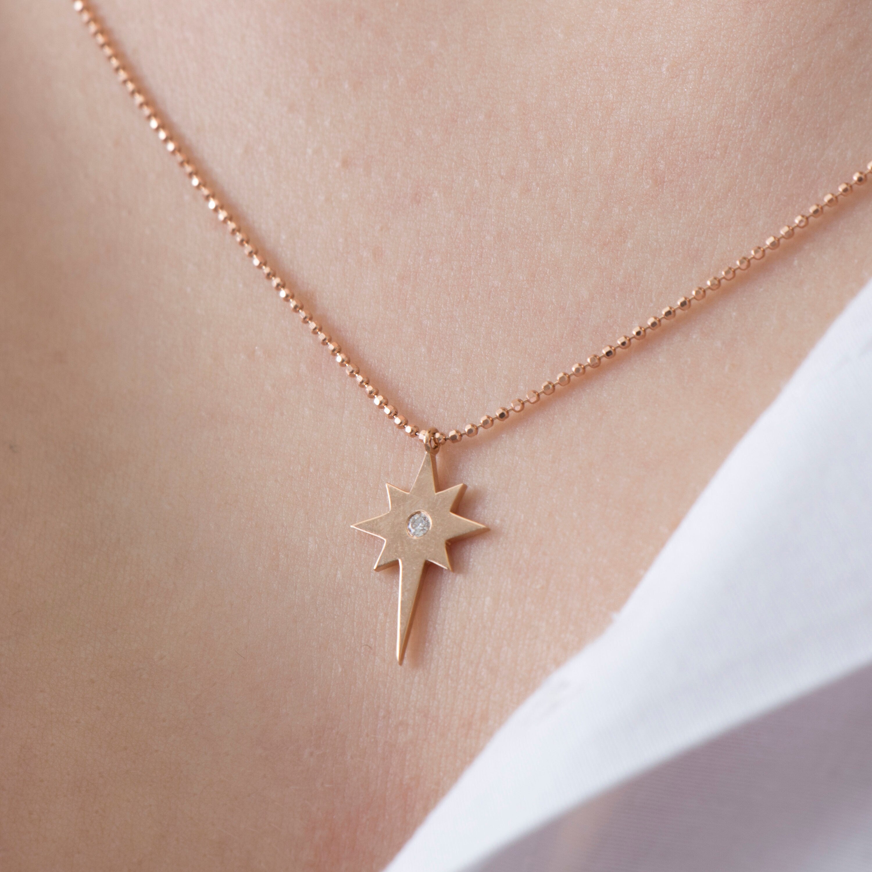Diamond North Star Necklace in 14K Gold