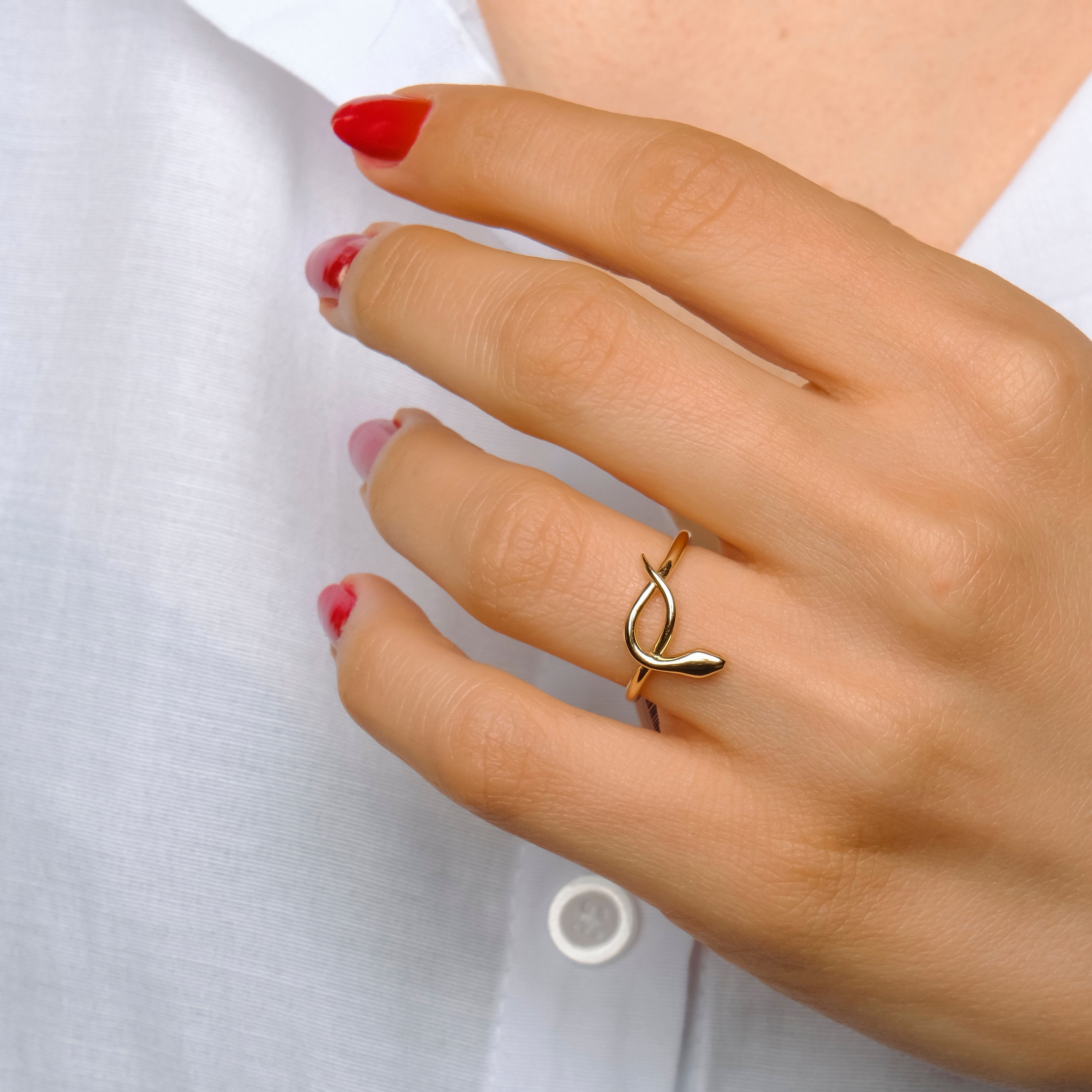 Dainty Snake Ring in 14K Gold