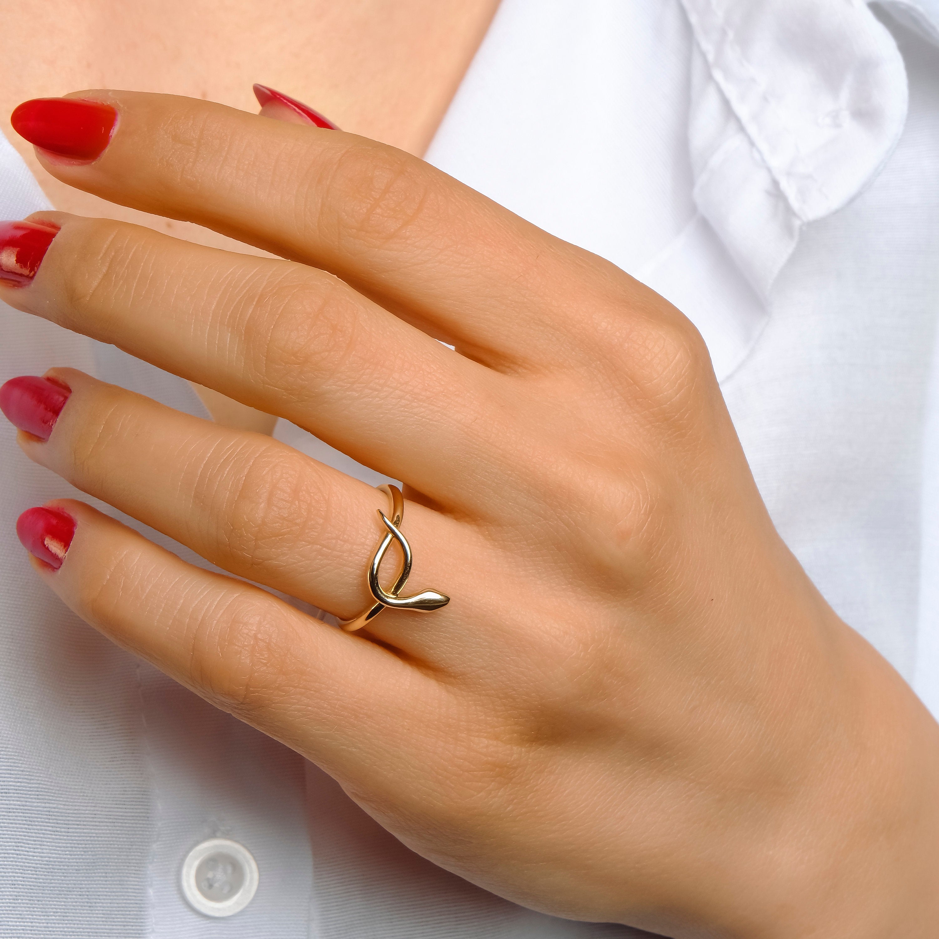 Dainty Snake Ring in 14K Gold