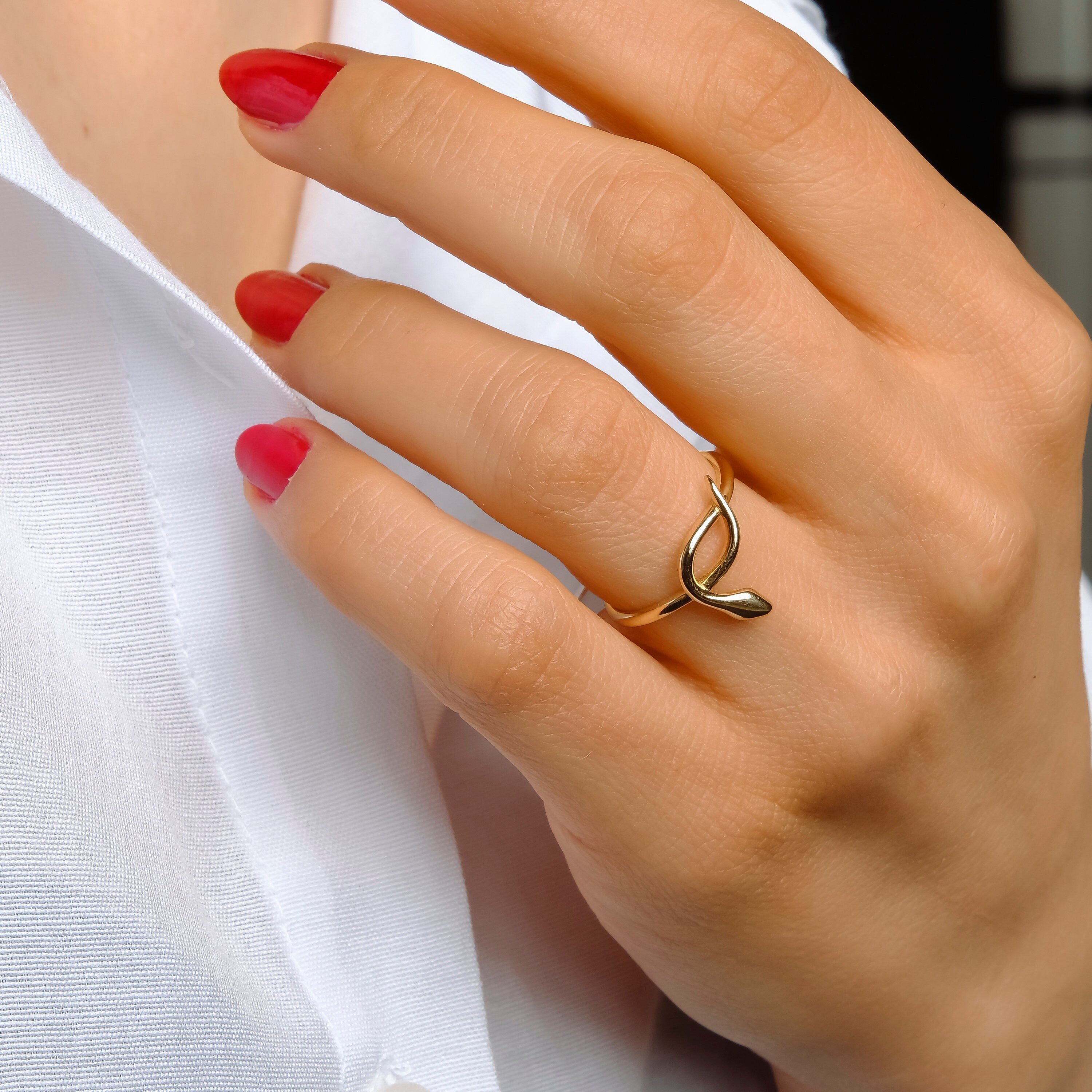 Dainty Snake Ring in 14K Gold