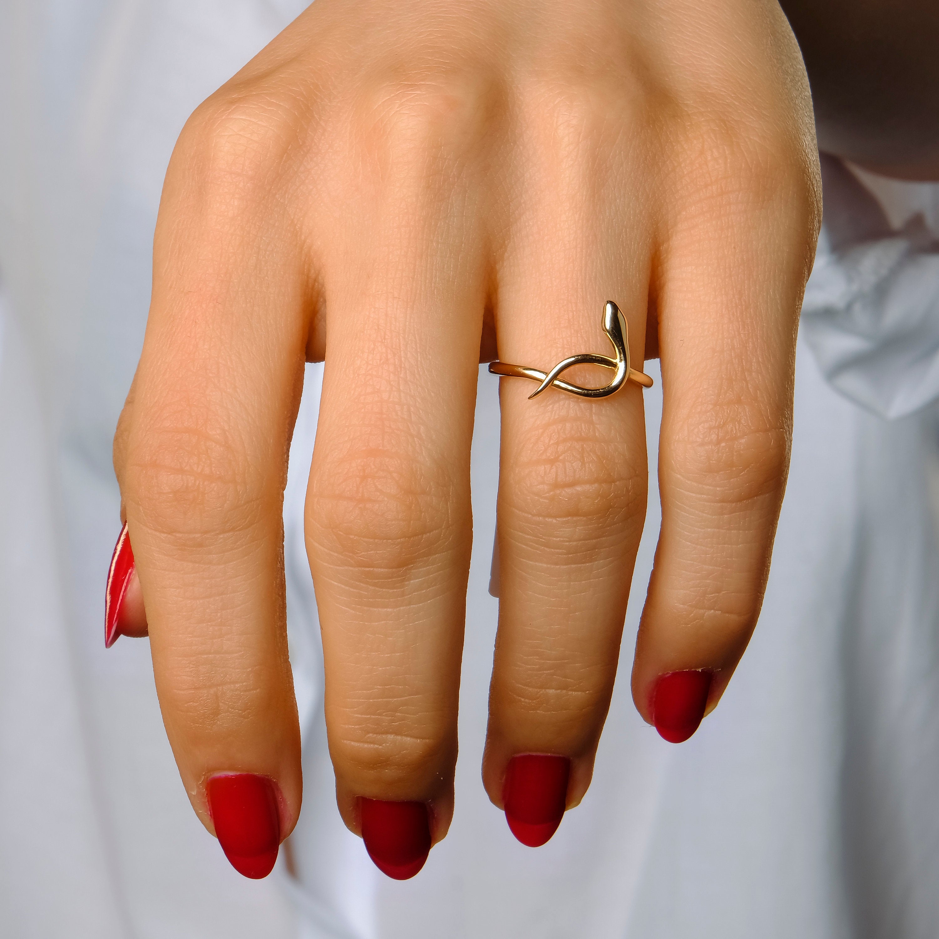 Dainty Snake Ring in 14K Gold