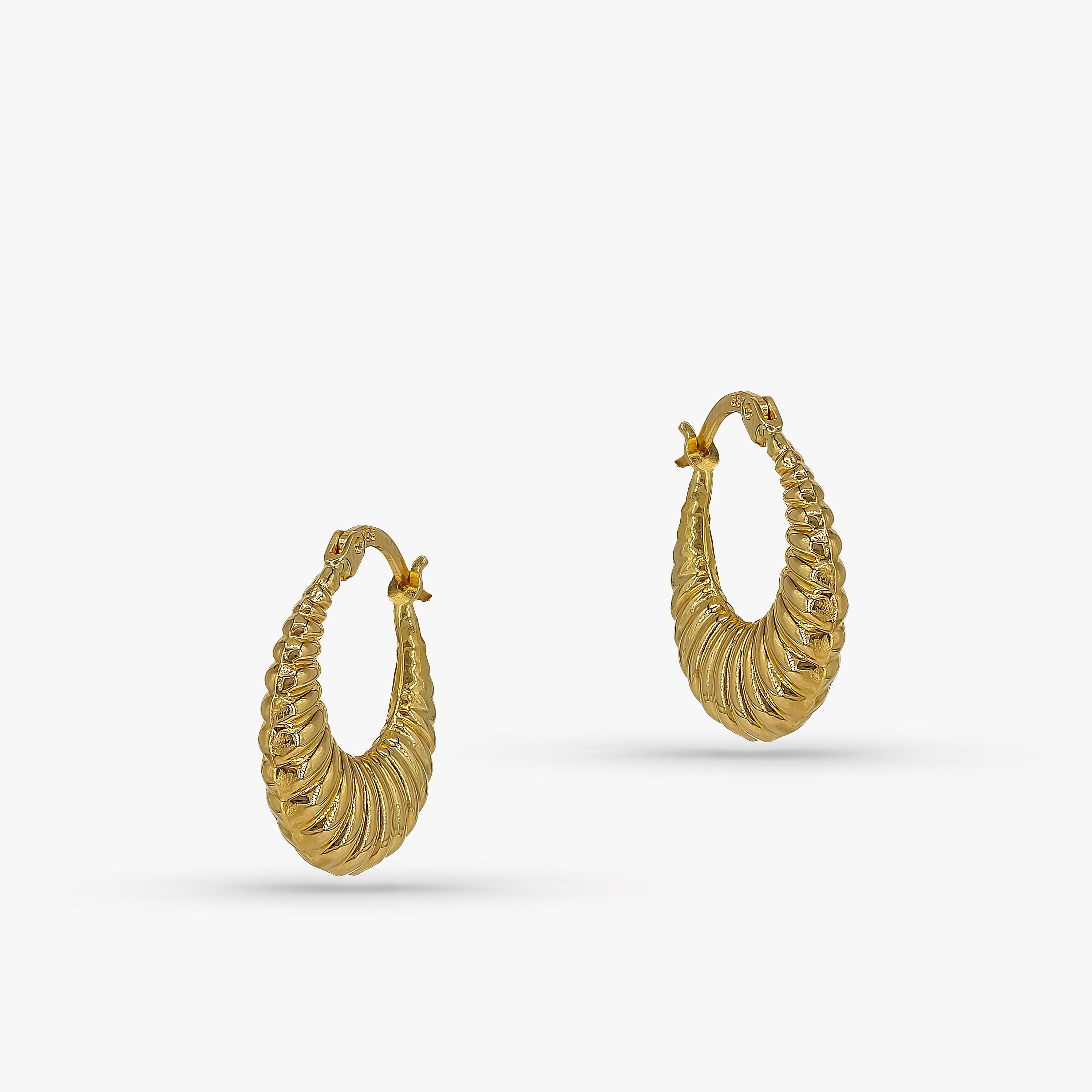 Croissant Hoops in 14K Gold