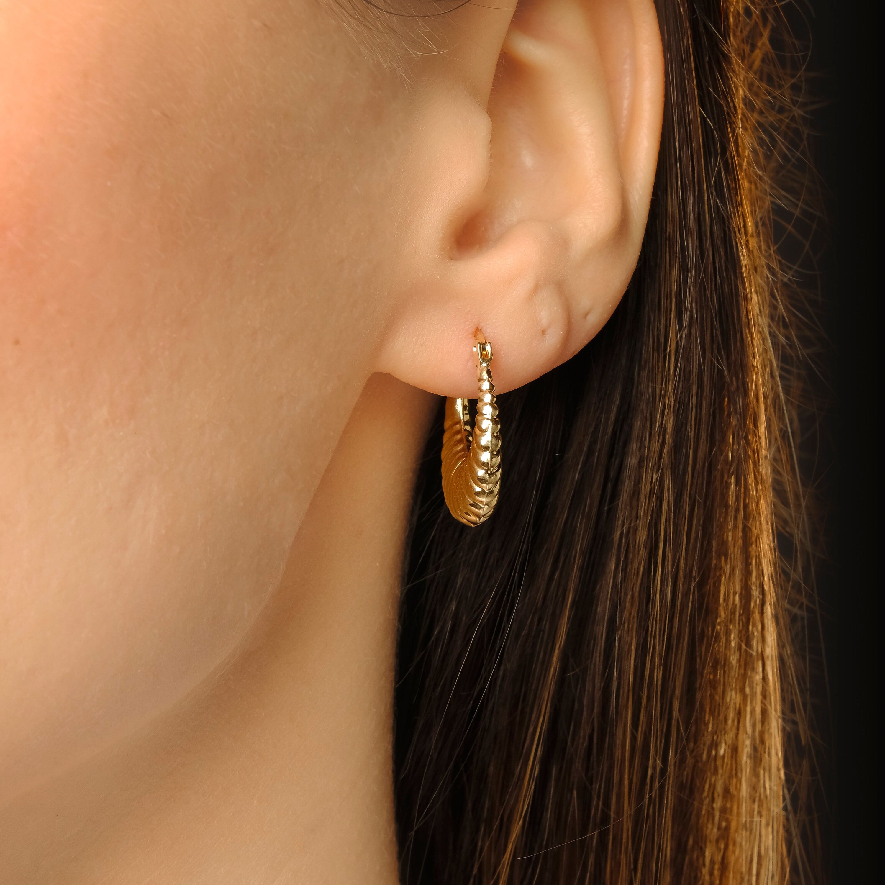 Croissant Hoops in 14K Gold