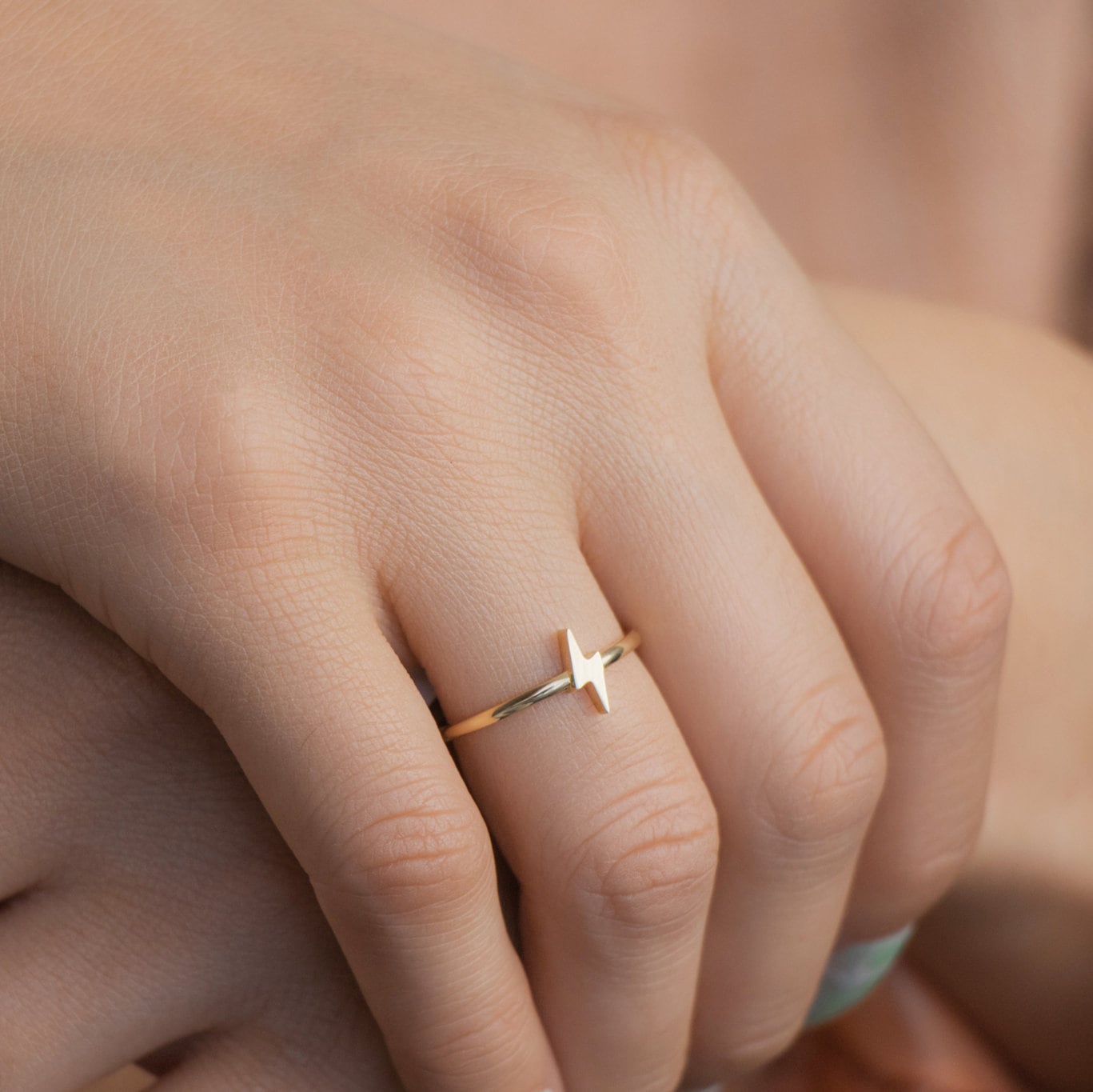 Lightning Bolt Ring in 14K Gold / Mini Bolt