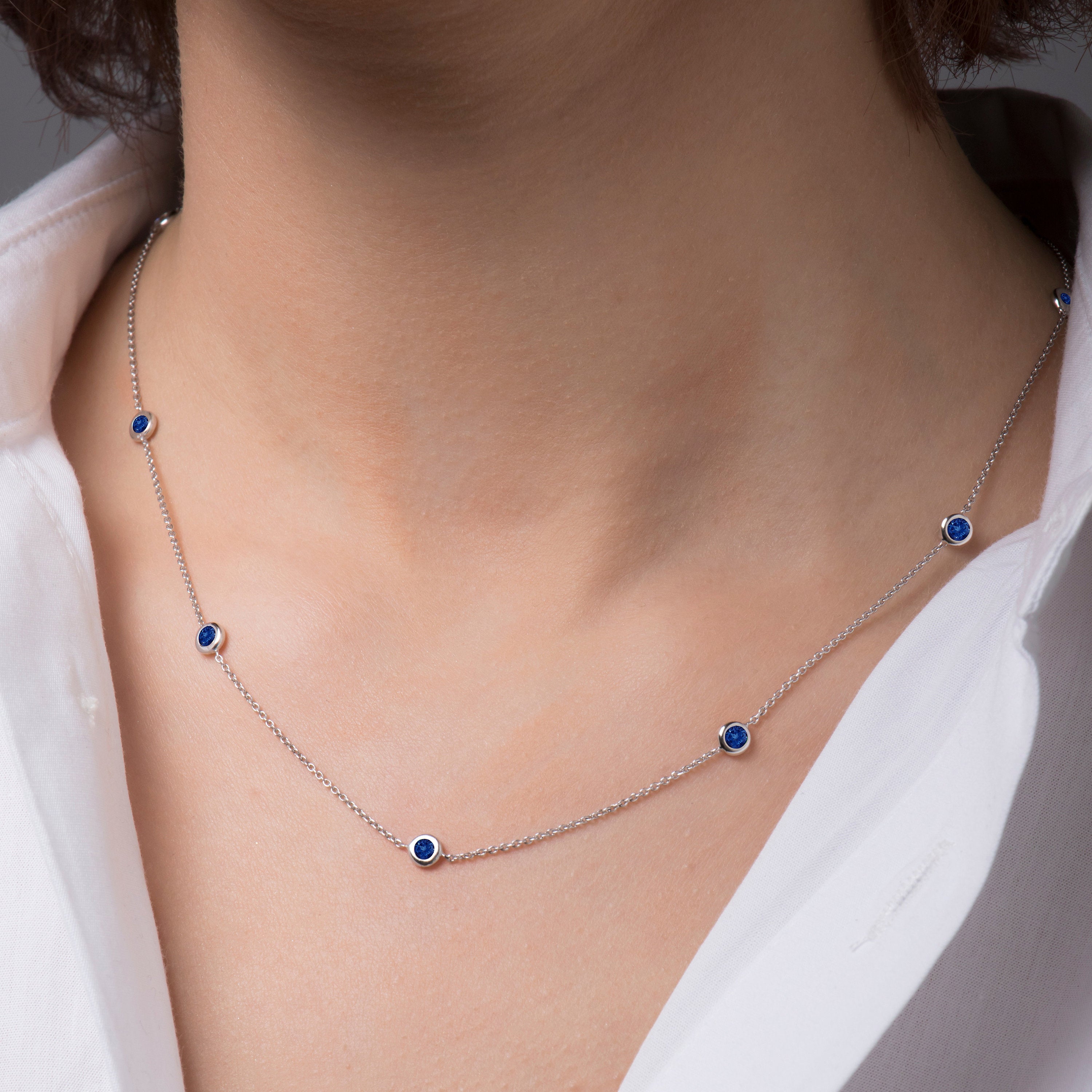 Blue Sapphire Station Necklace