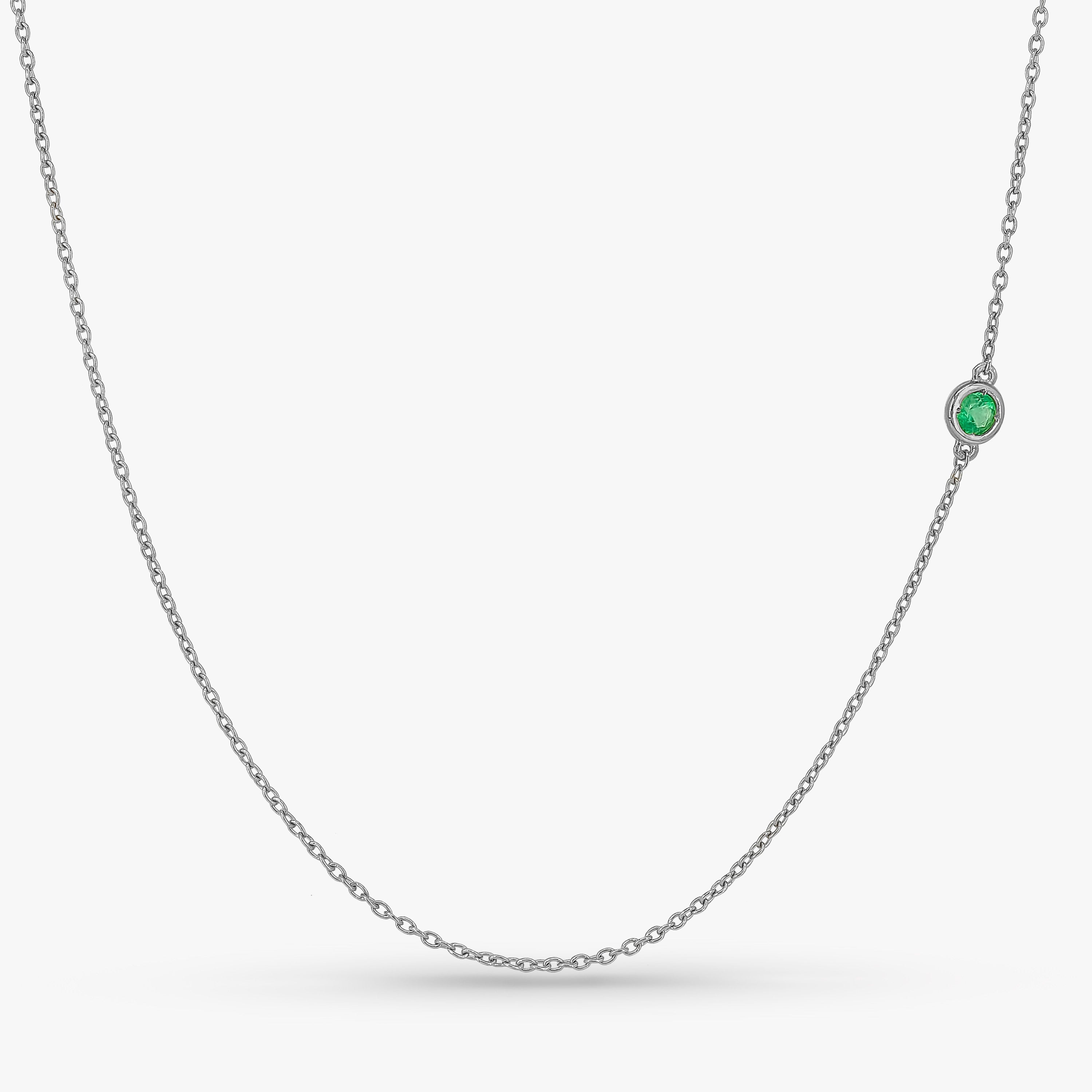 Asymmetric Floating Emerald Solitaire Necklace