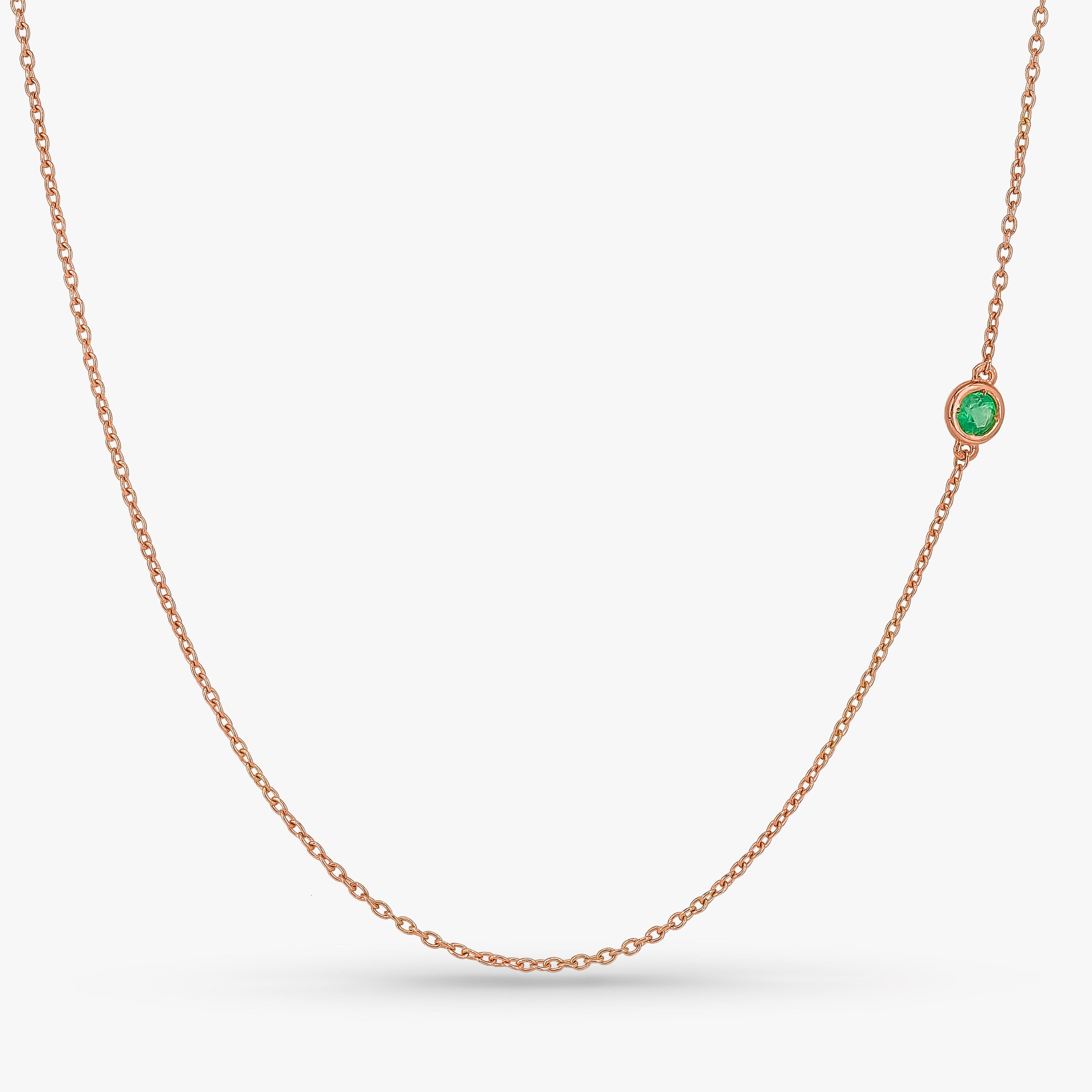 Asymmetric Floating Emerald Solitaire Necklace