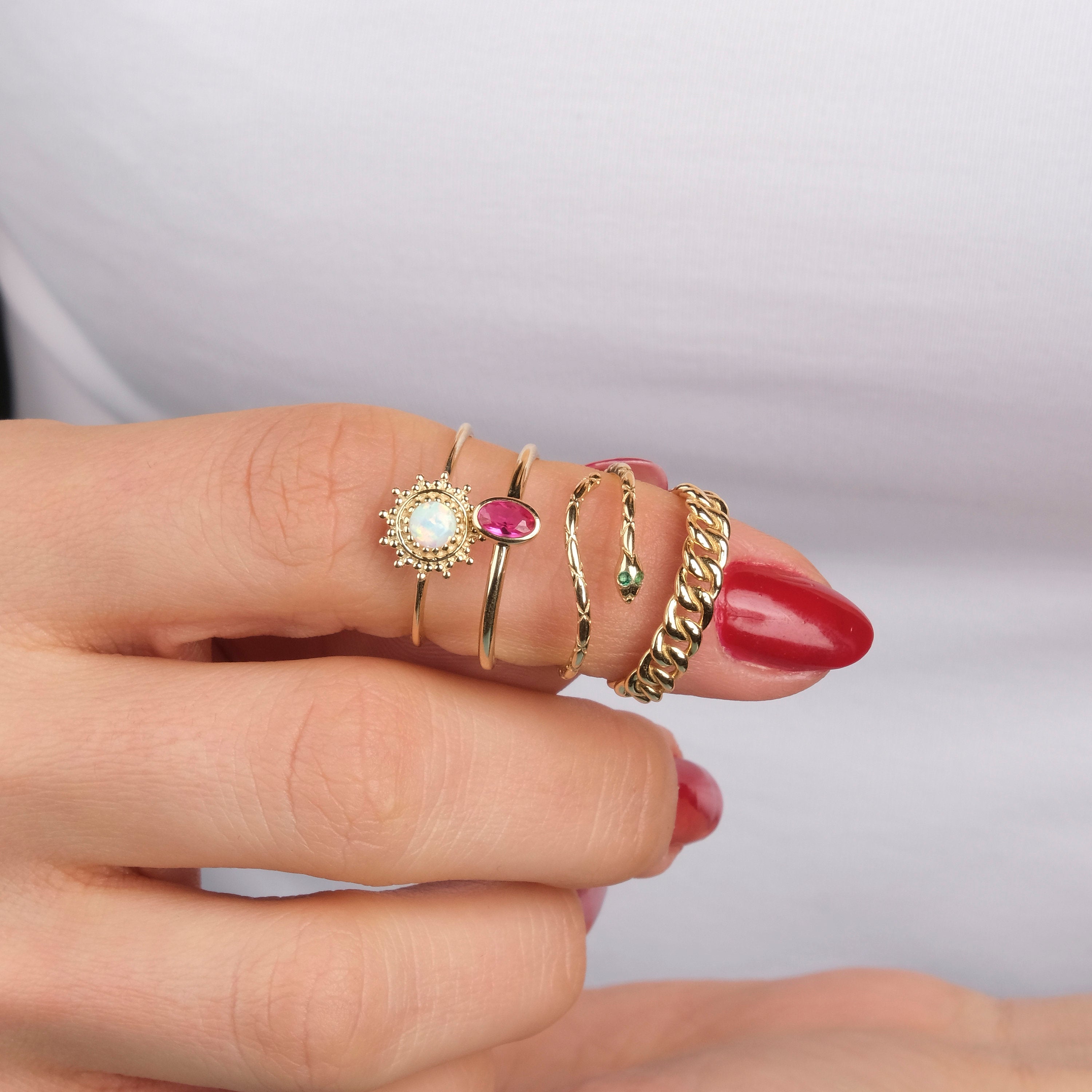 Chain Full Eternity Ring in 14K Gold