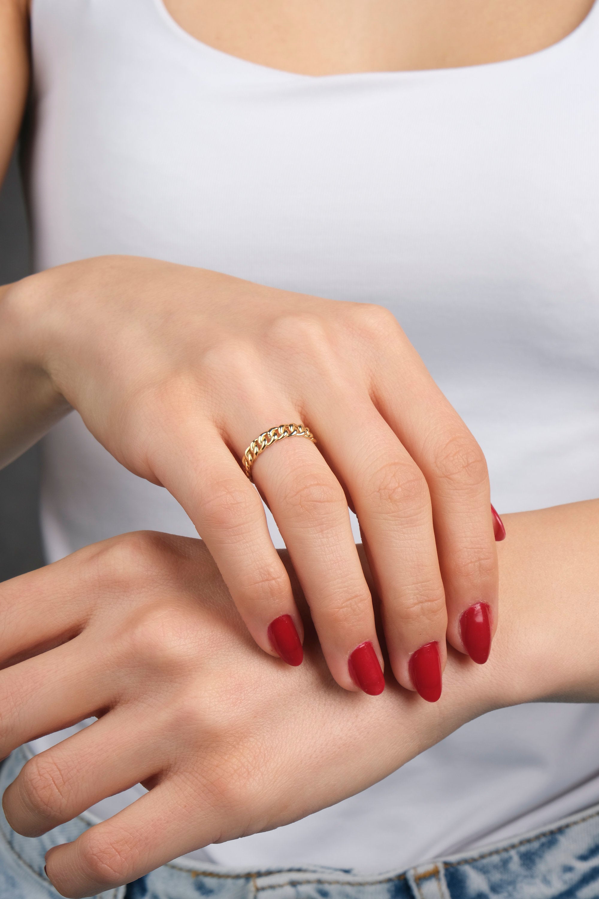 Chain Full Eternity Ring in 14K Gold