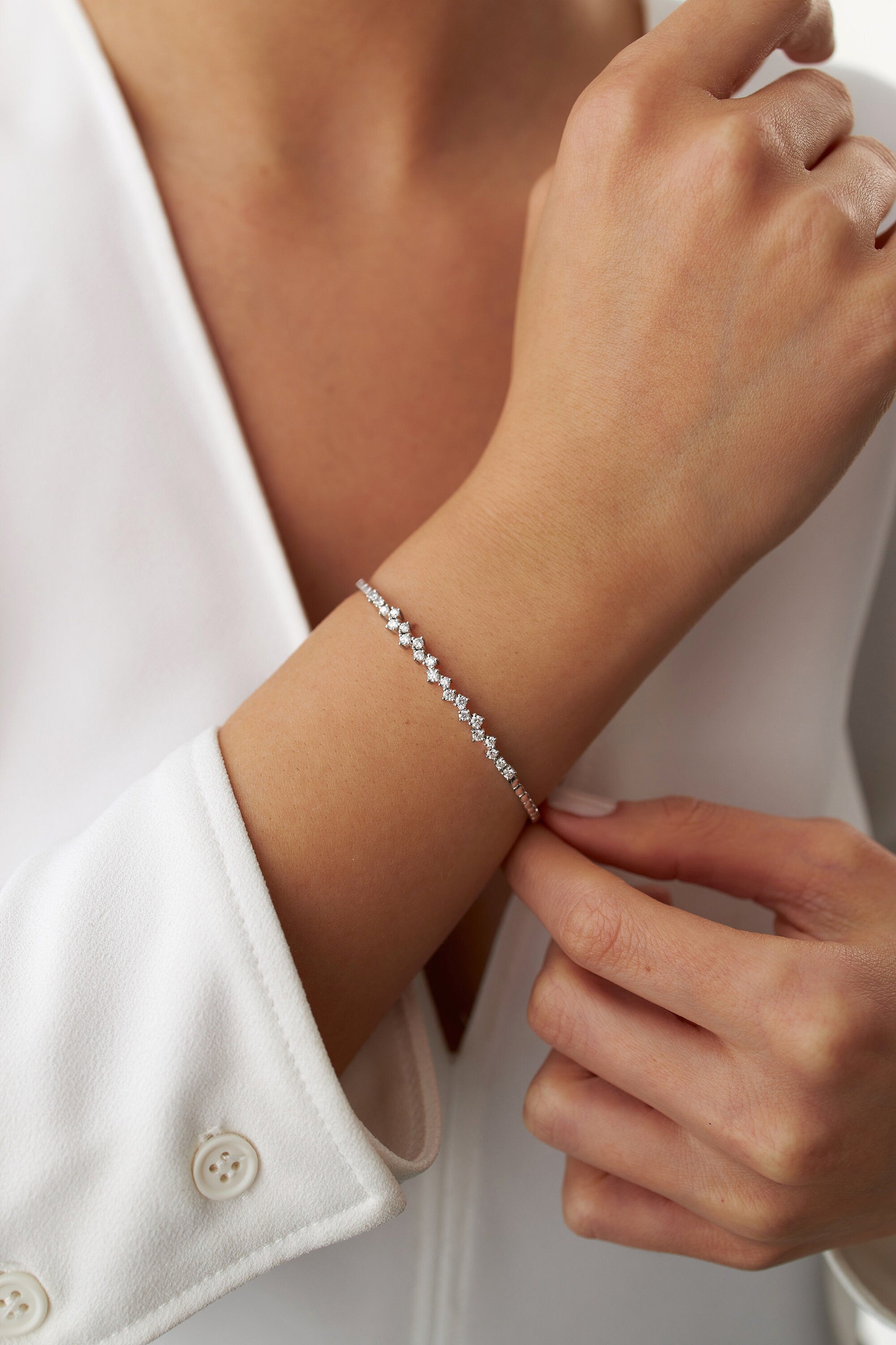 Cluster Diamond Bangle in 14K Gold
