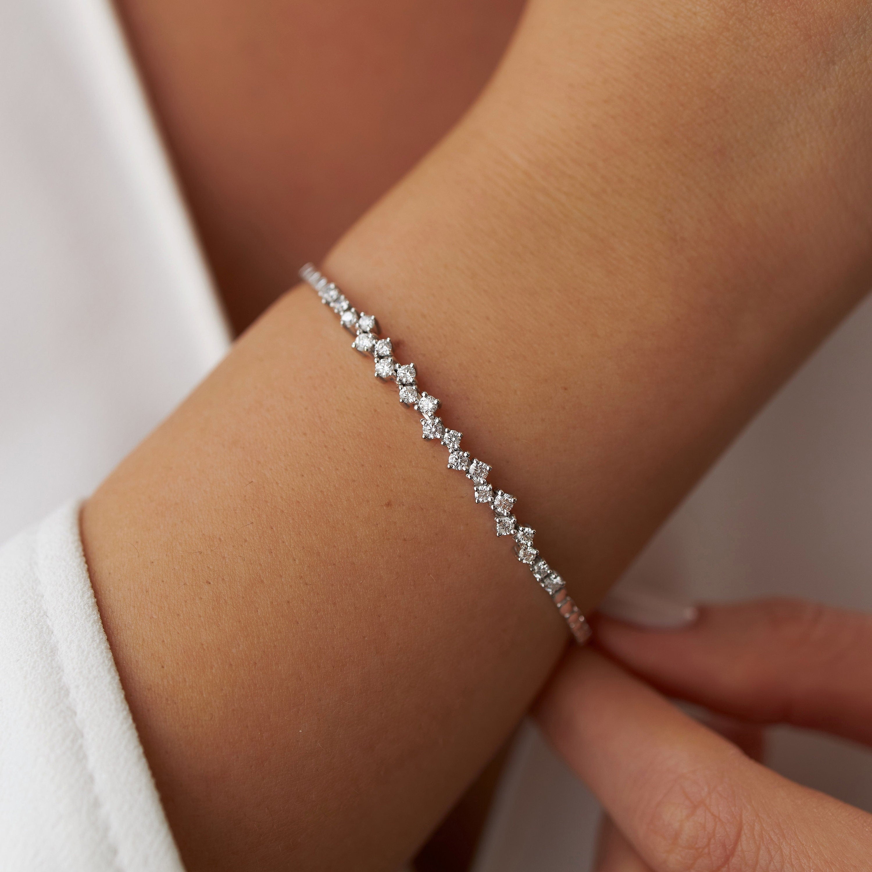Cluster Diamond Bangle in 14K Gold
