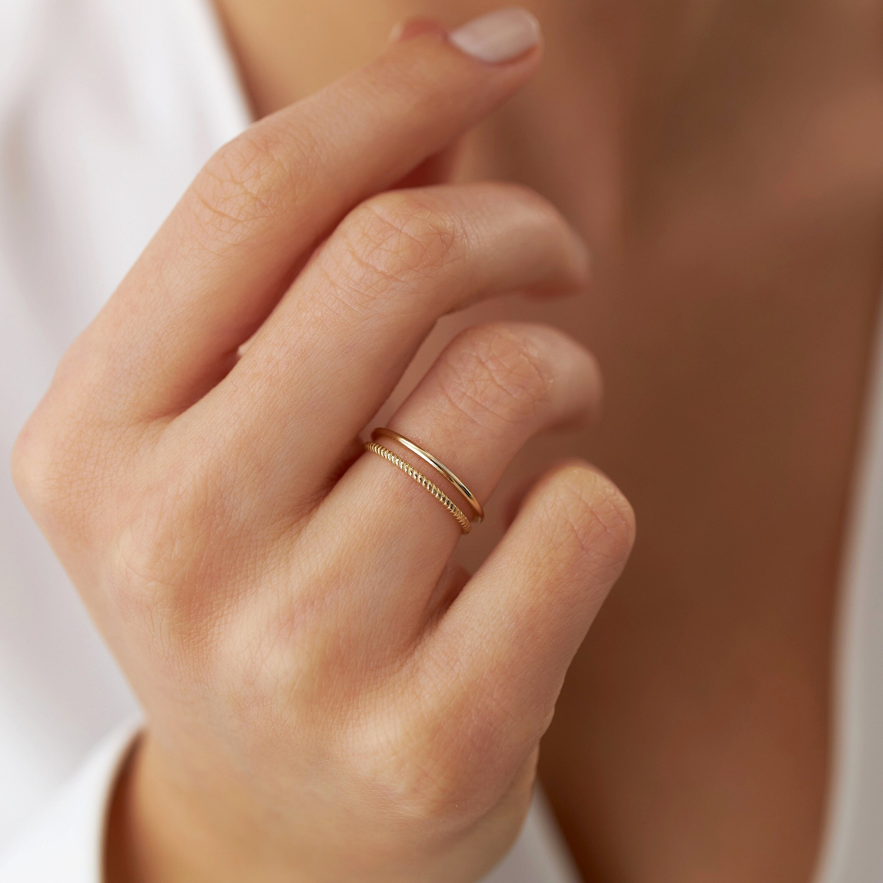 Minimalist Ring Set In 14K Gold