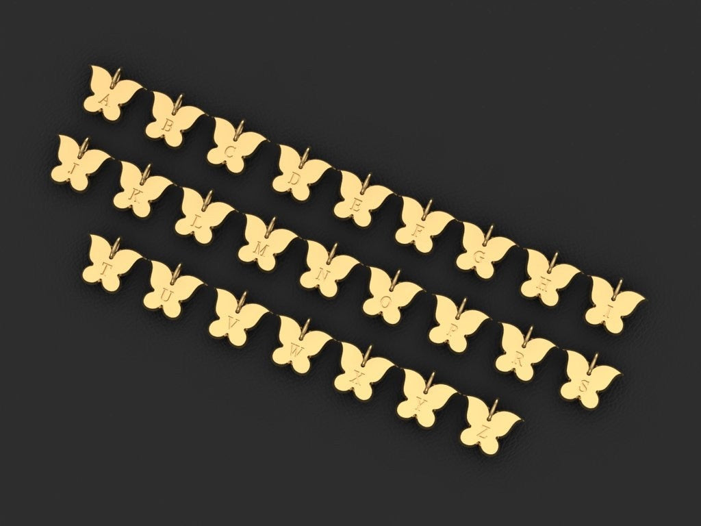 Birthstone Butterfly Initial Pendant Necklace in 14K Gold