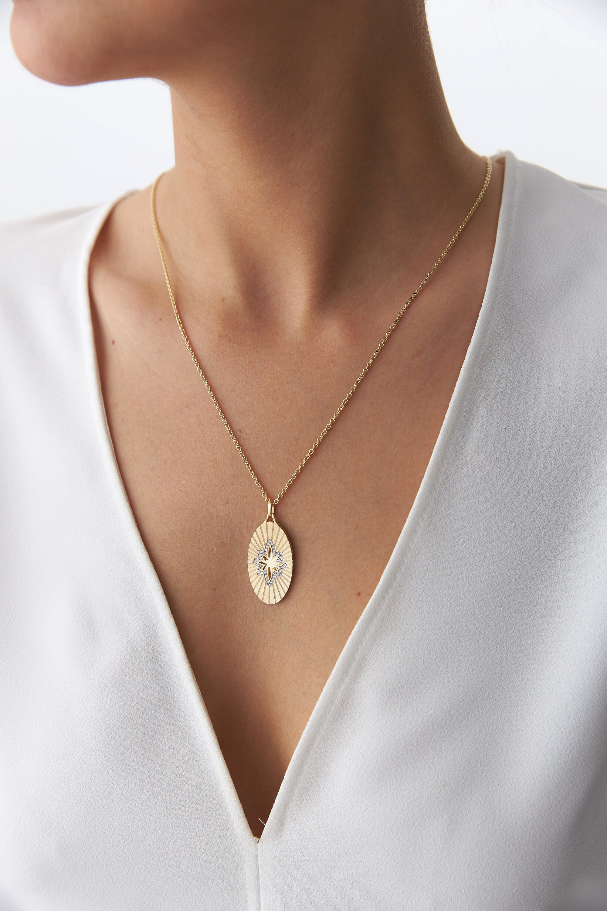 Large Diamond North Star Necklace