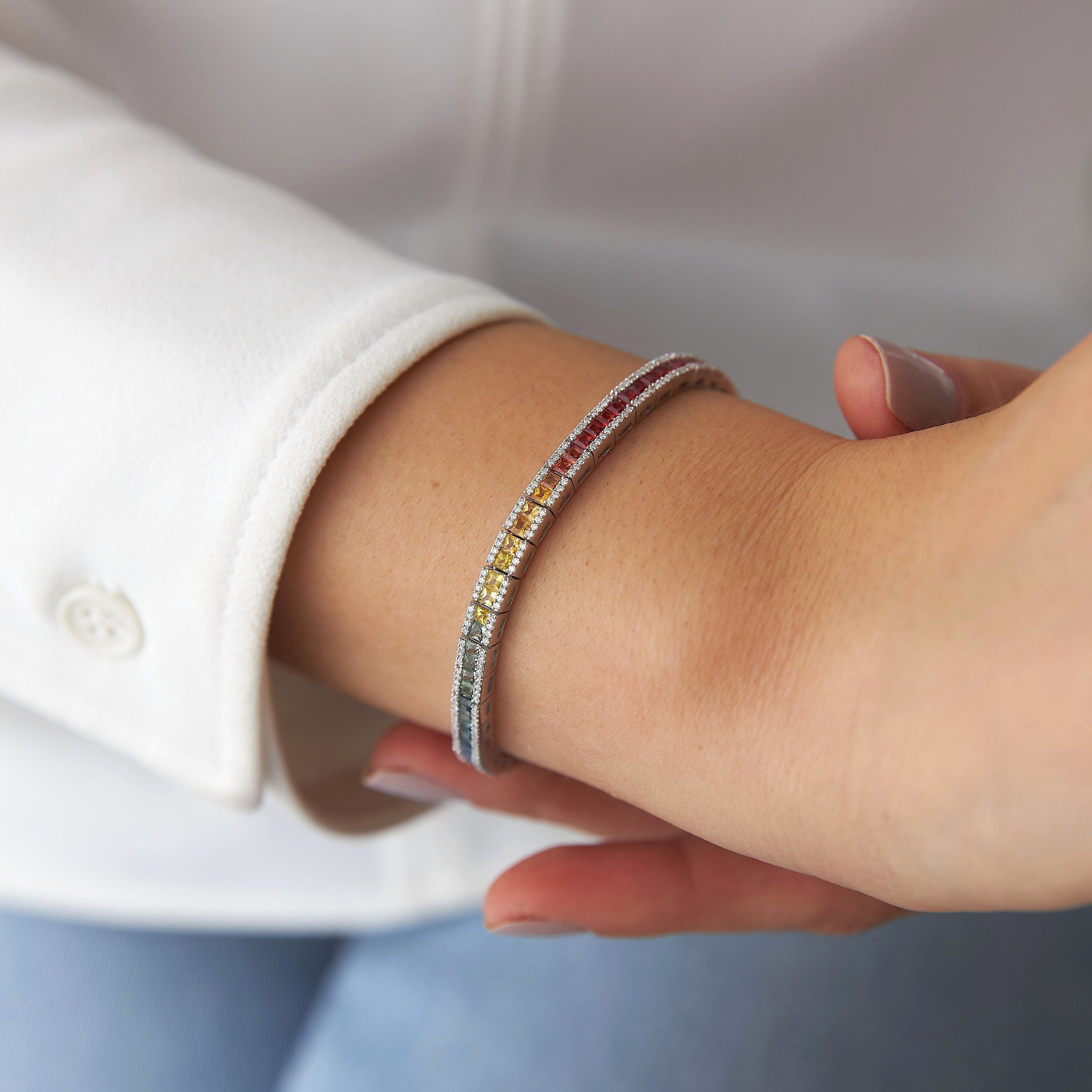 Rainbow Tennis Bracelet in 14K Gold