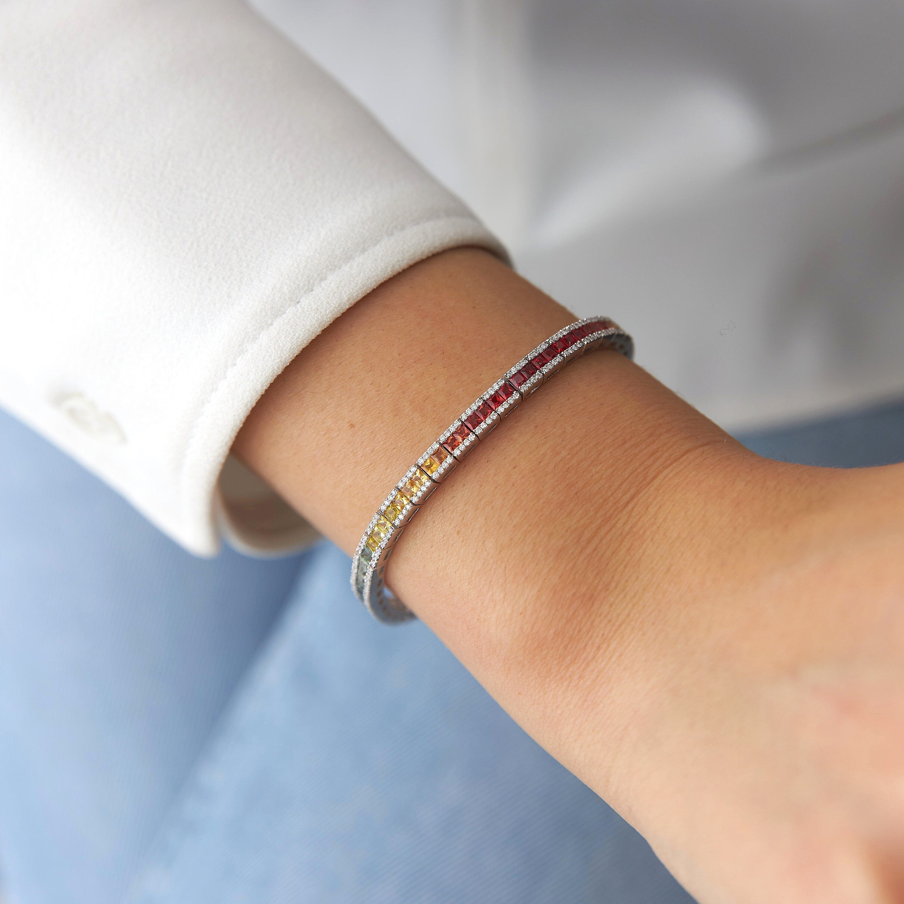 Rainbow Tennis Bracelet in 14K Gold