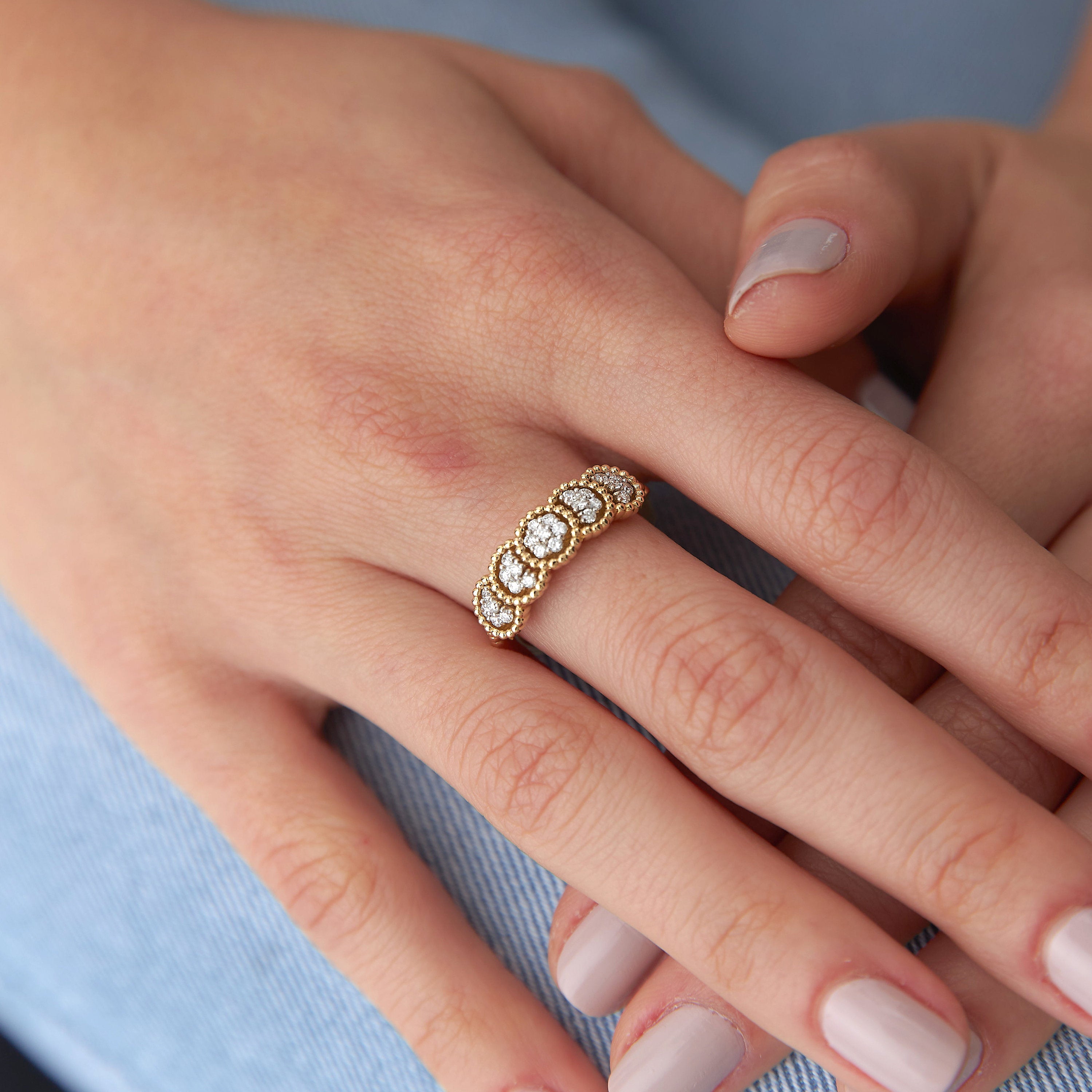 14K Gold Diamond Ring / Harmonica