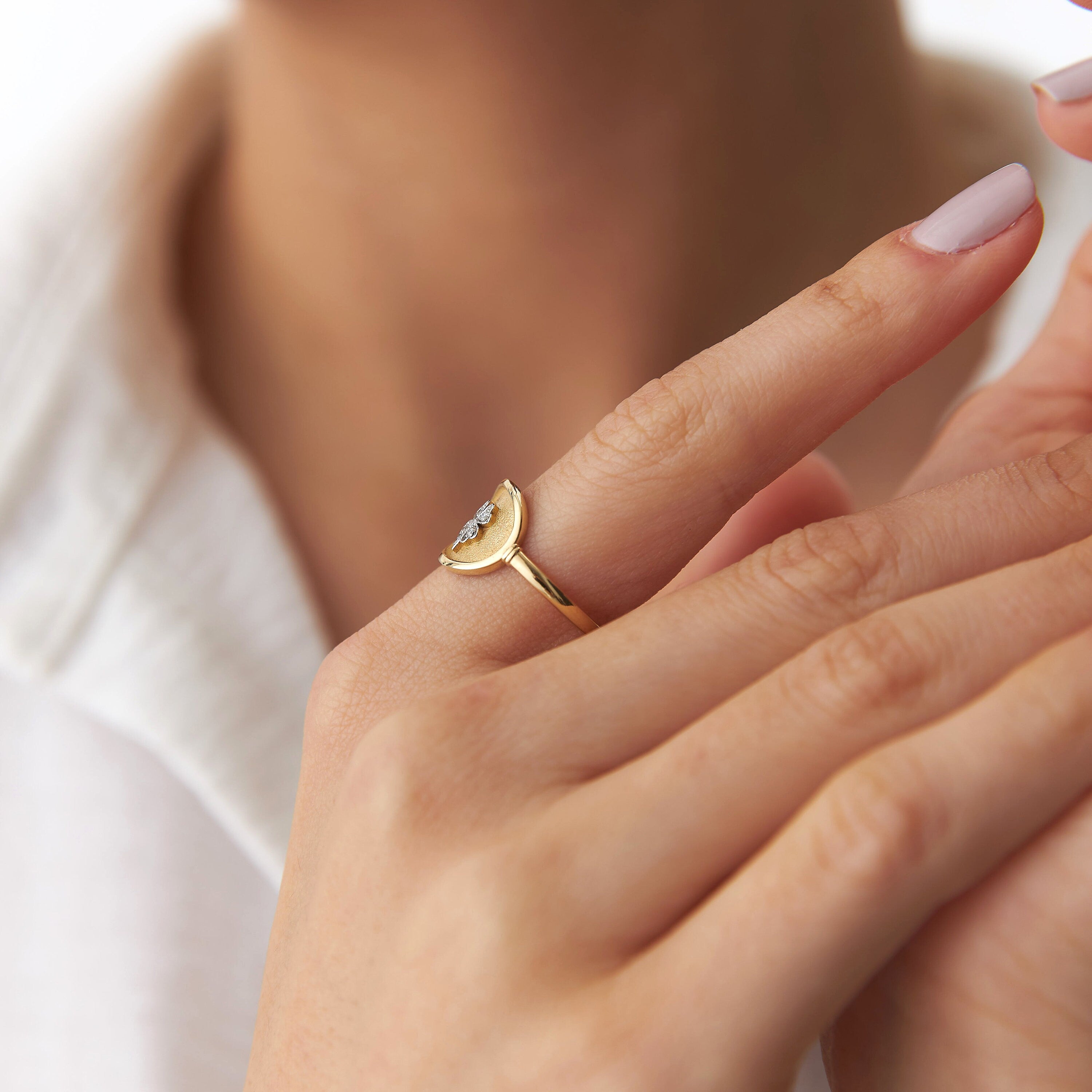 Four Leaf Clover Seal Ring in 14K Gold