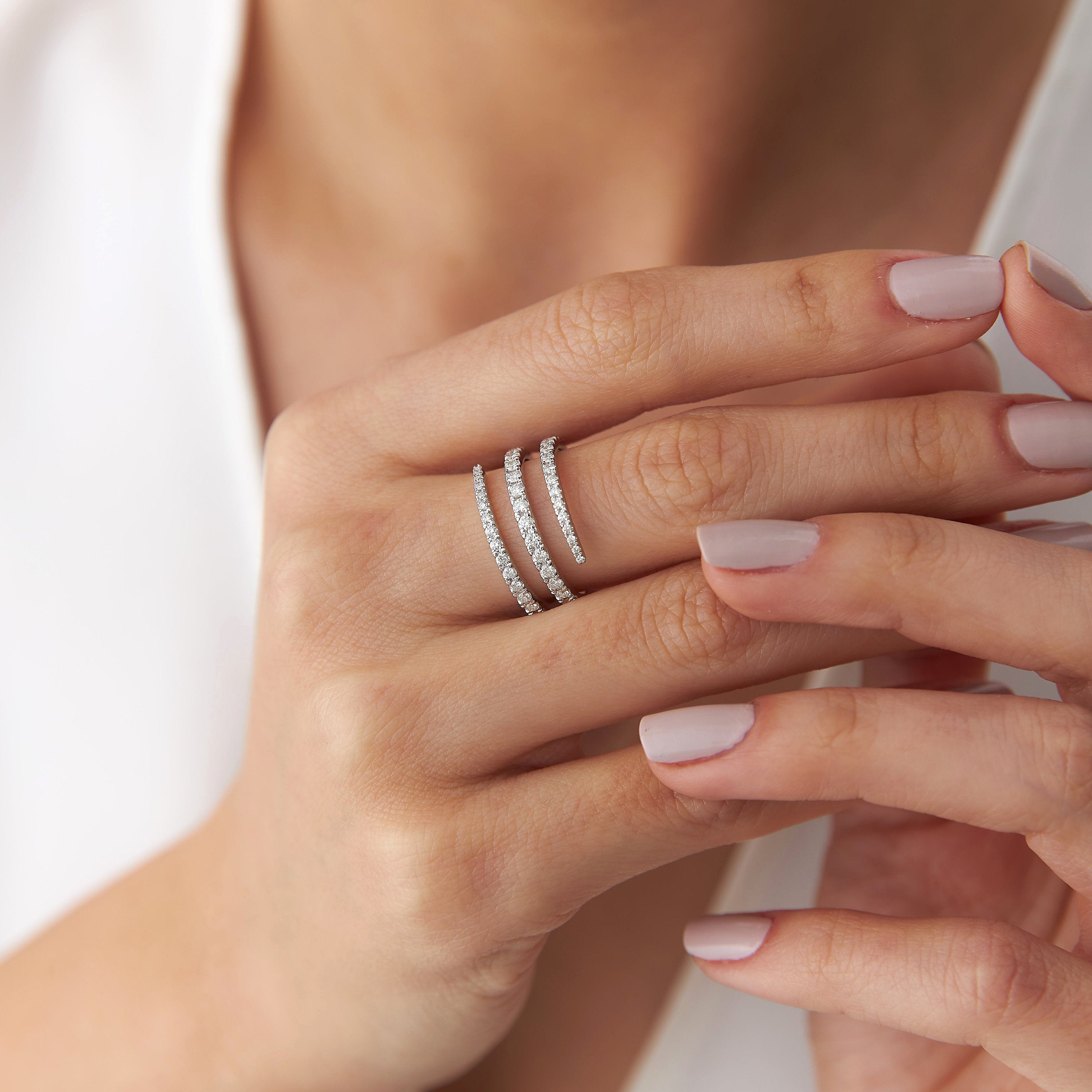 Diamond Swirl Ring in 14K Gold