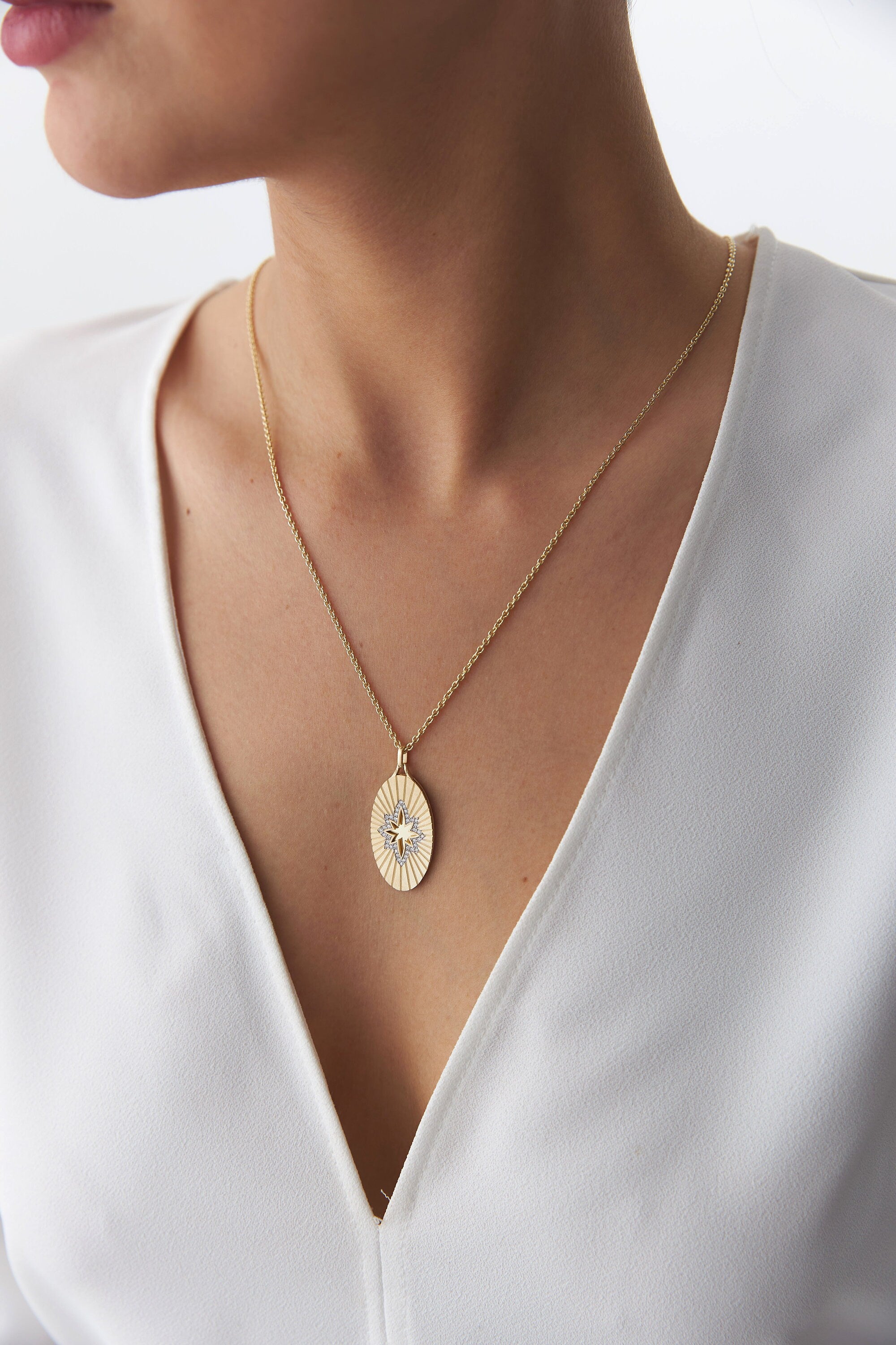 Large Diamond North Star Necklace