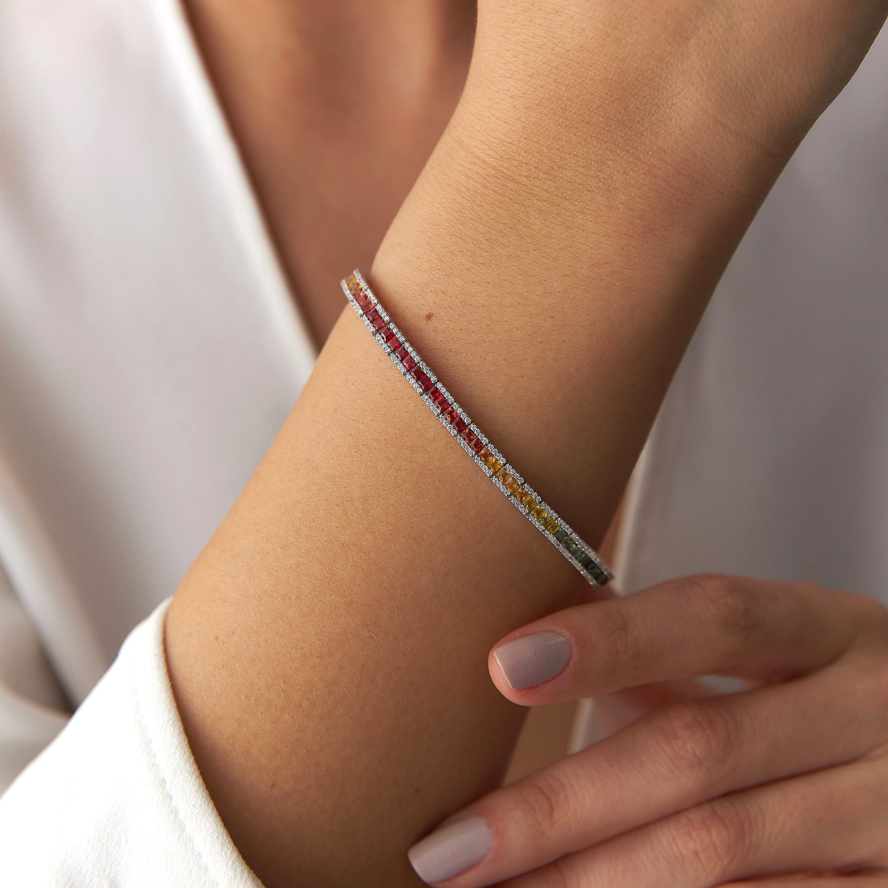 Rainbow Tennis Bracelet in 14K Gold