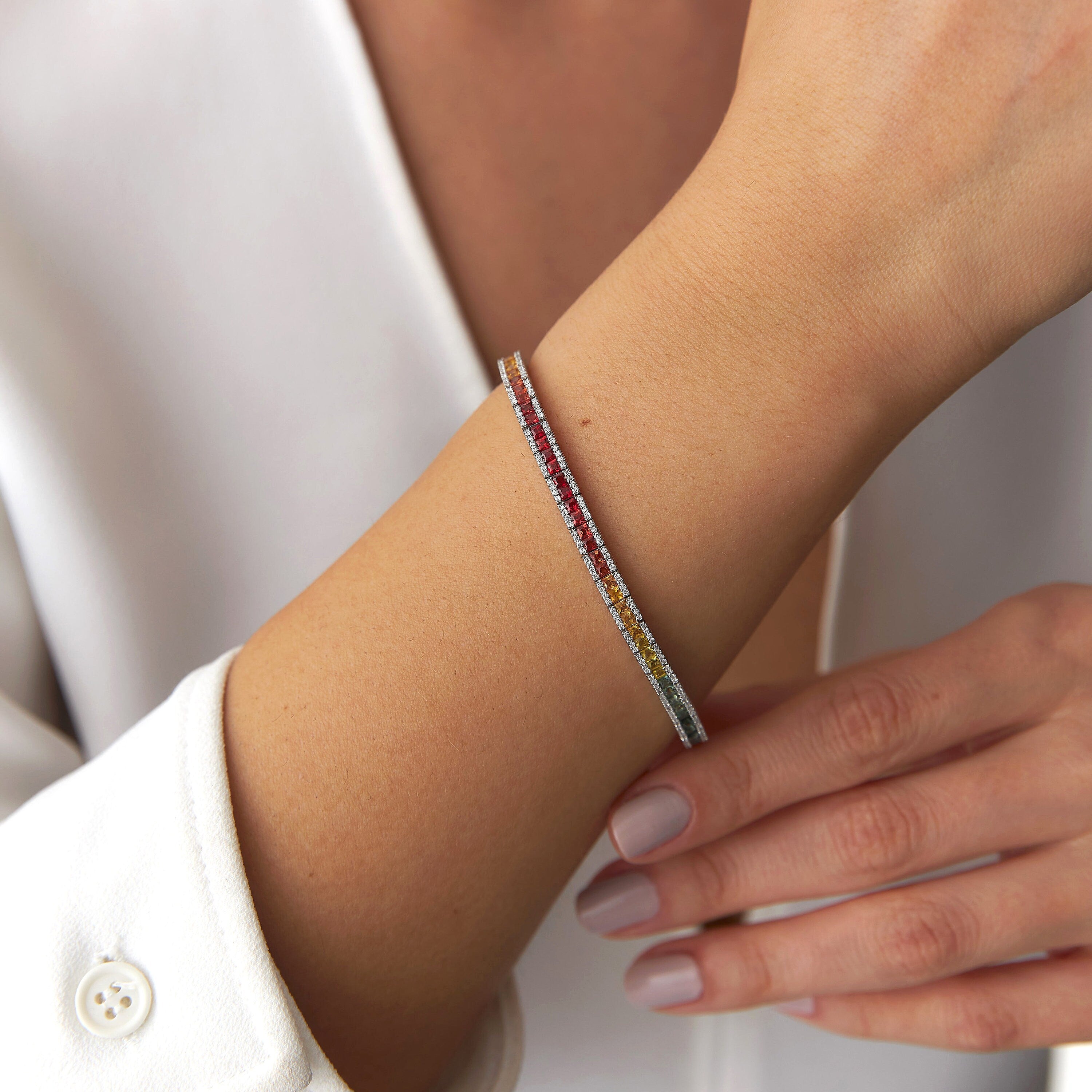 Rainbow Tennis Bracelet in 14K Gold