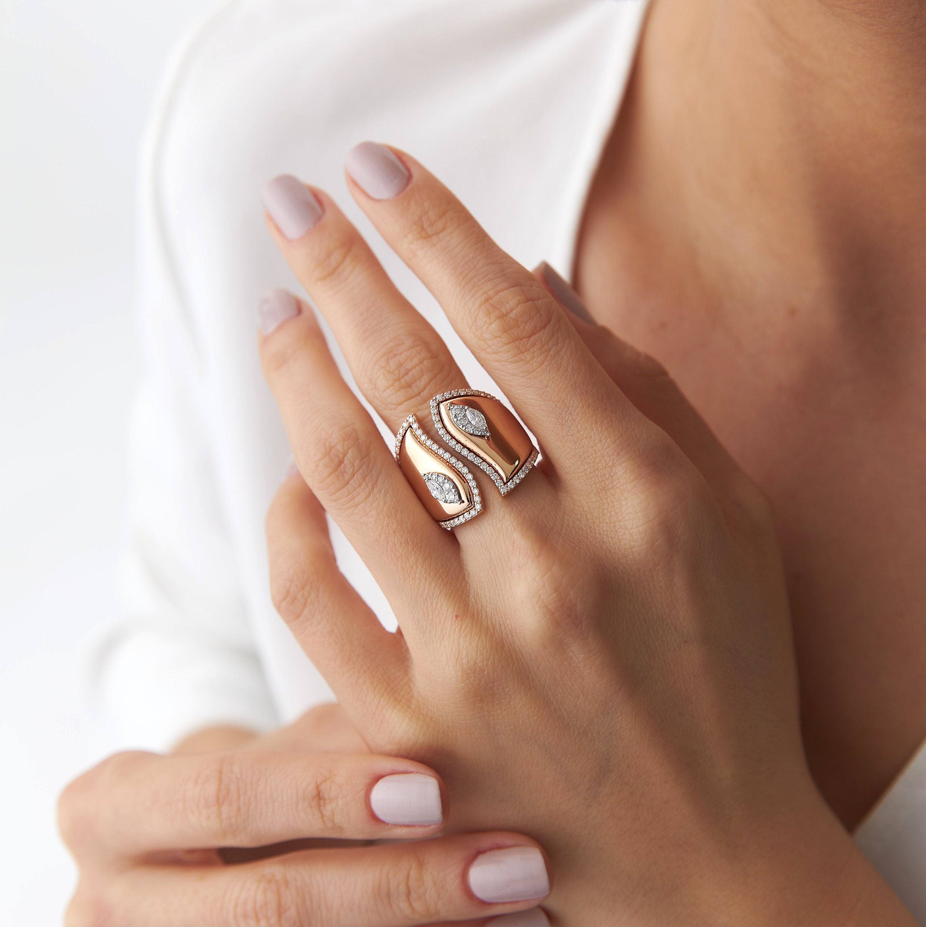 Large Open Marquise Ring in 14K Gold