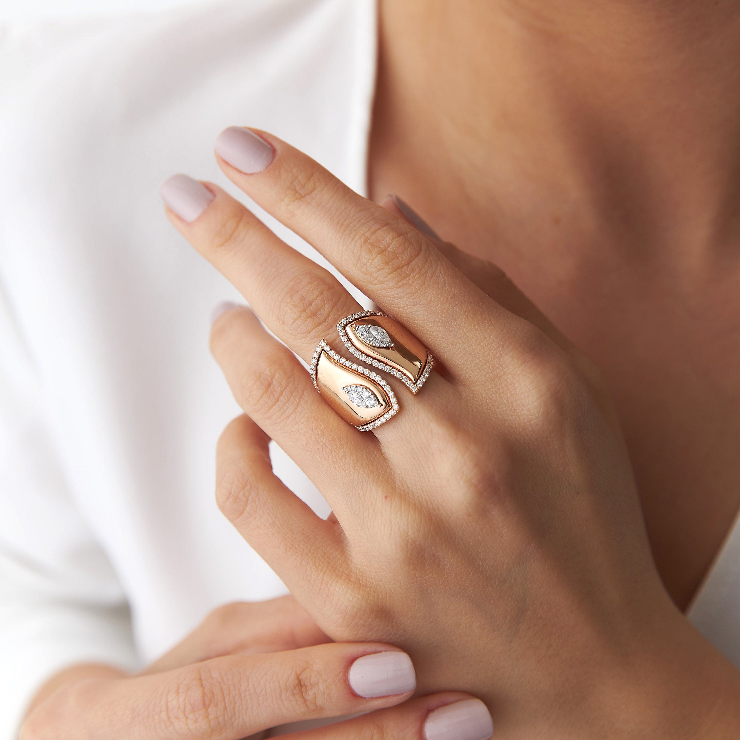 Large Open Marquise Ring in 14K Gold