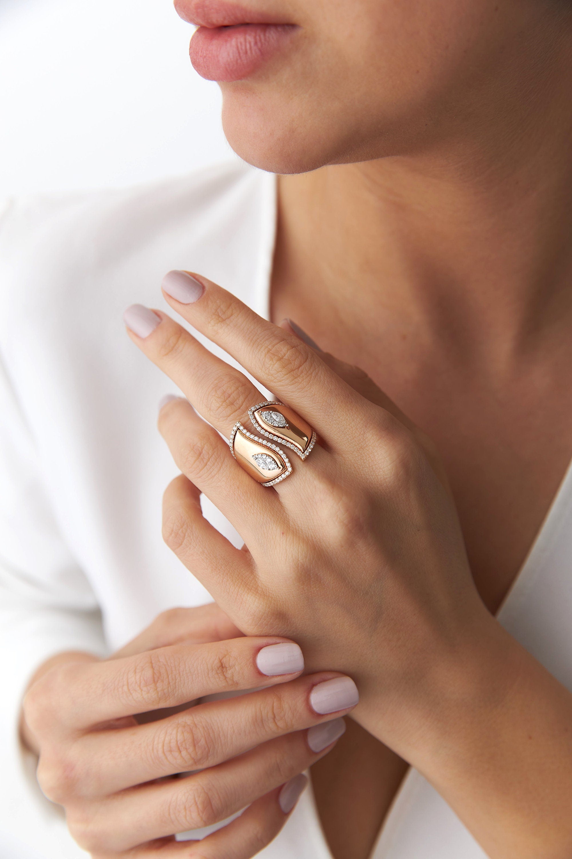 Large Open Marquise Ring in 14K Gold