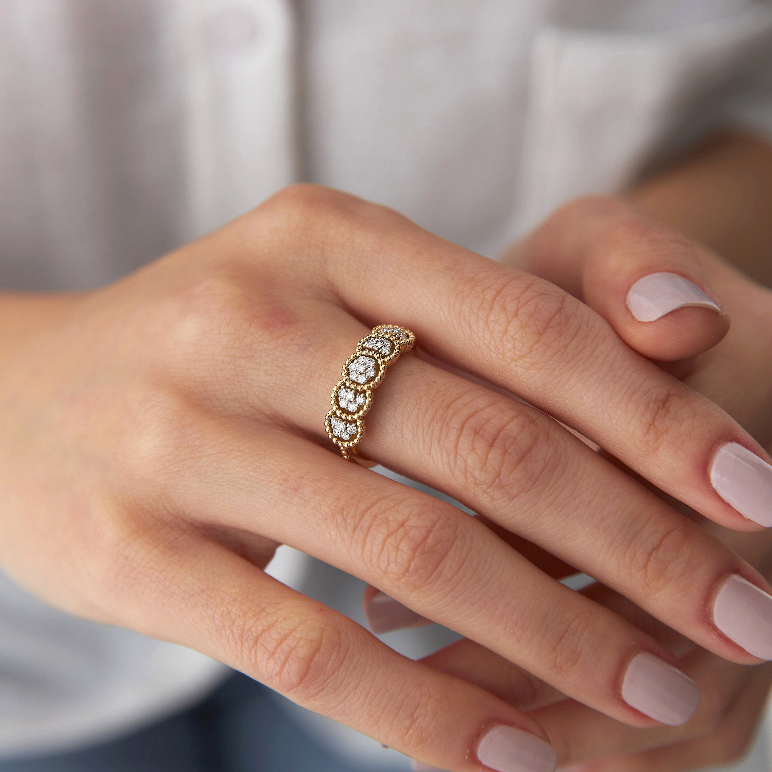 14K Gold Diamond Ring / Harmonica