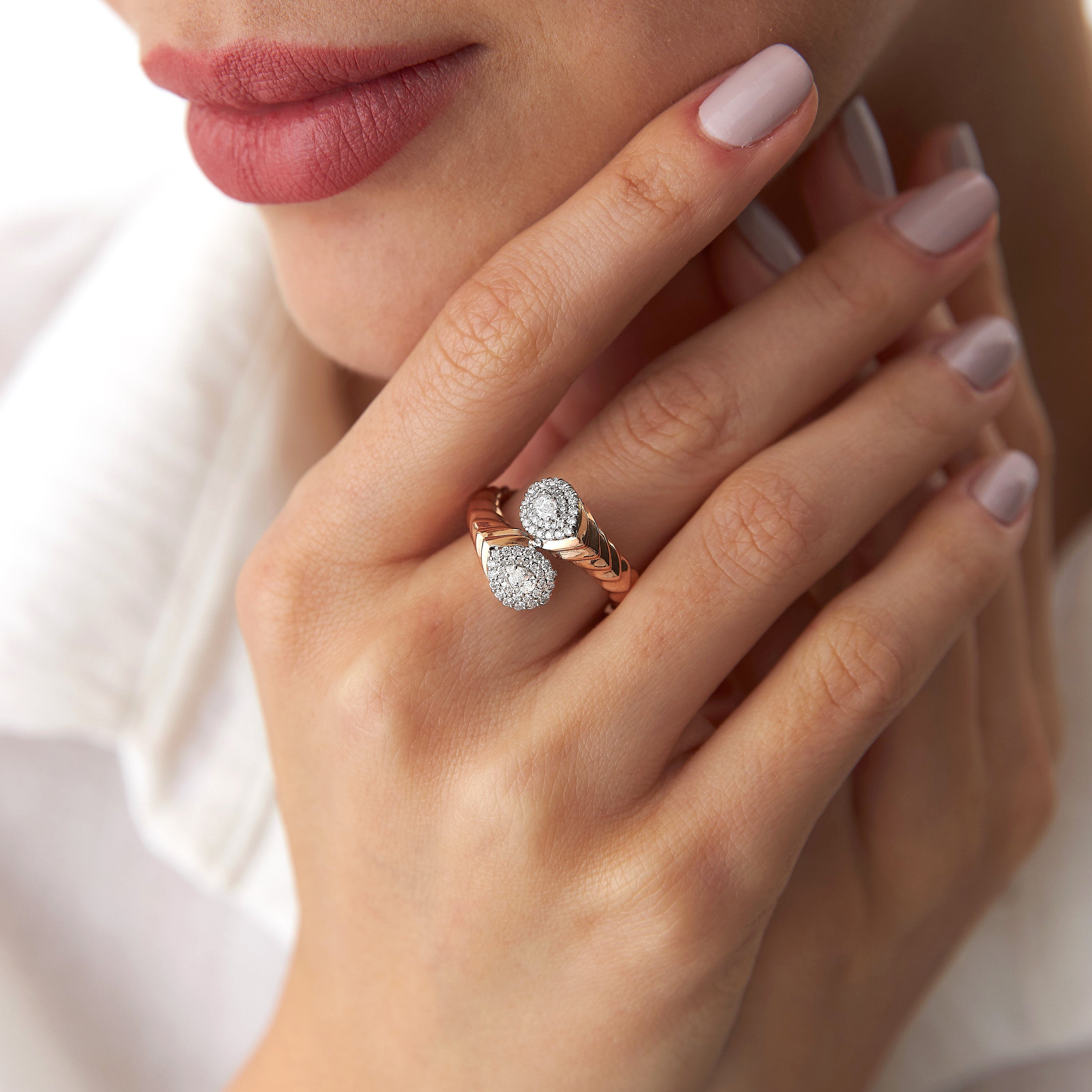 Diamond Cuff Ring in 14K Gold