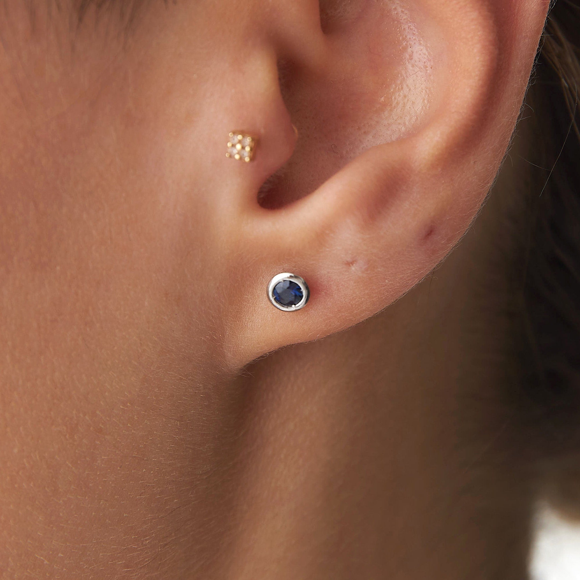 Blue Sapphire Stud Earrings Available in 14K and 18K Gold