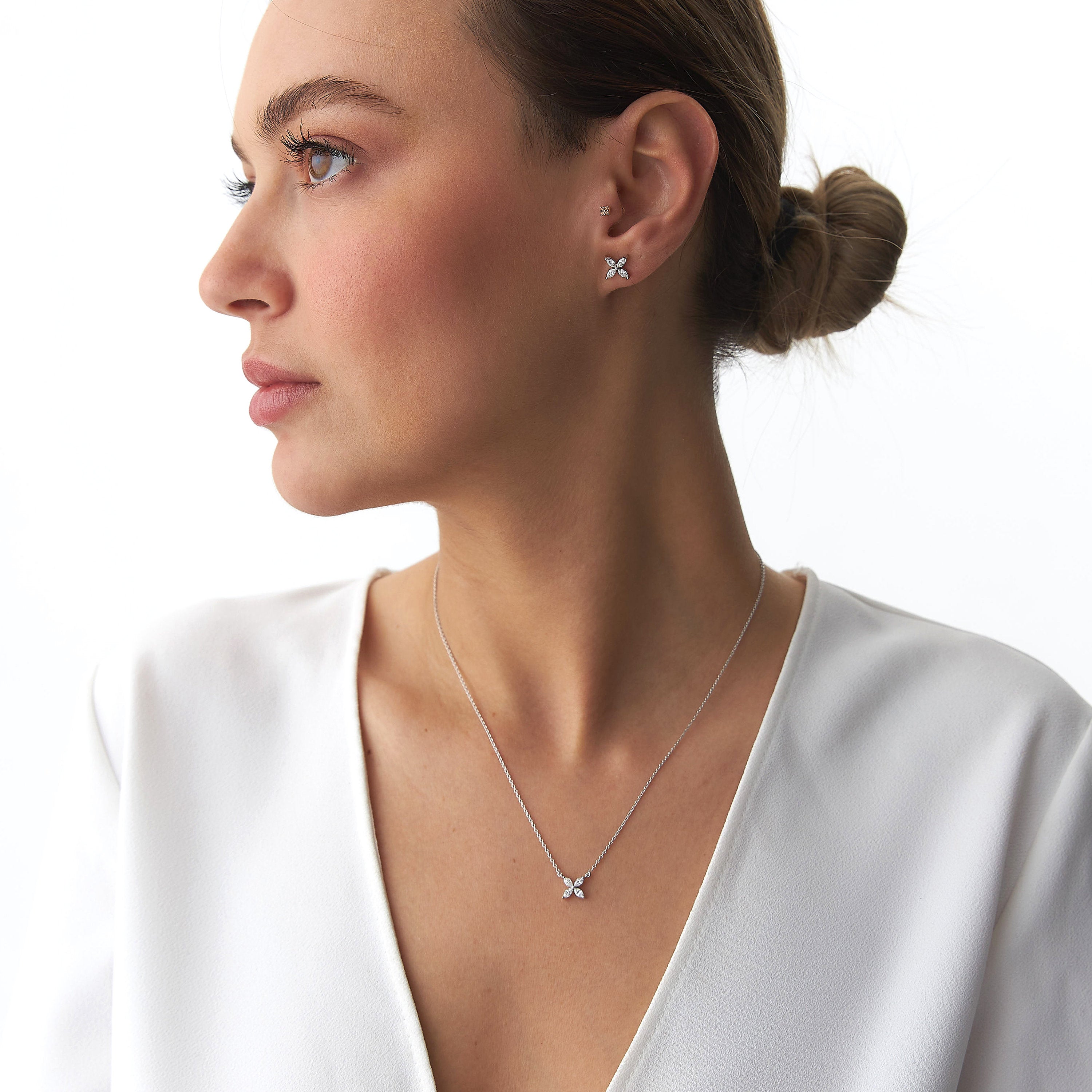 Marquise Cut Diamond Stud Earrings Available in 14K and 18K Gold