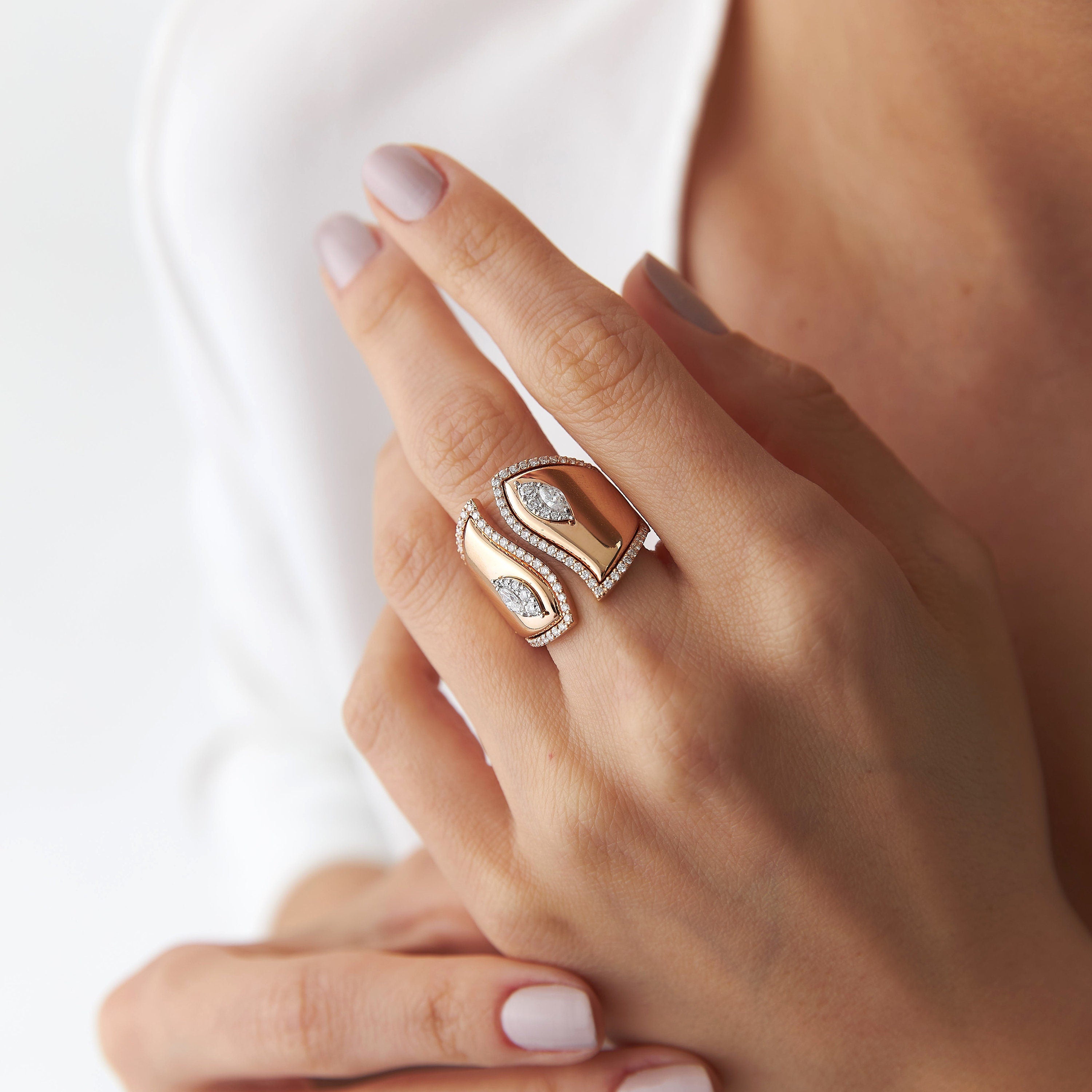 Large Open Marquise Ring in 14K Gold