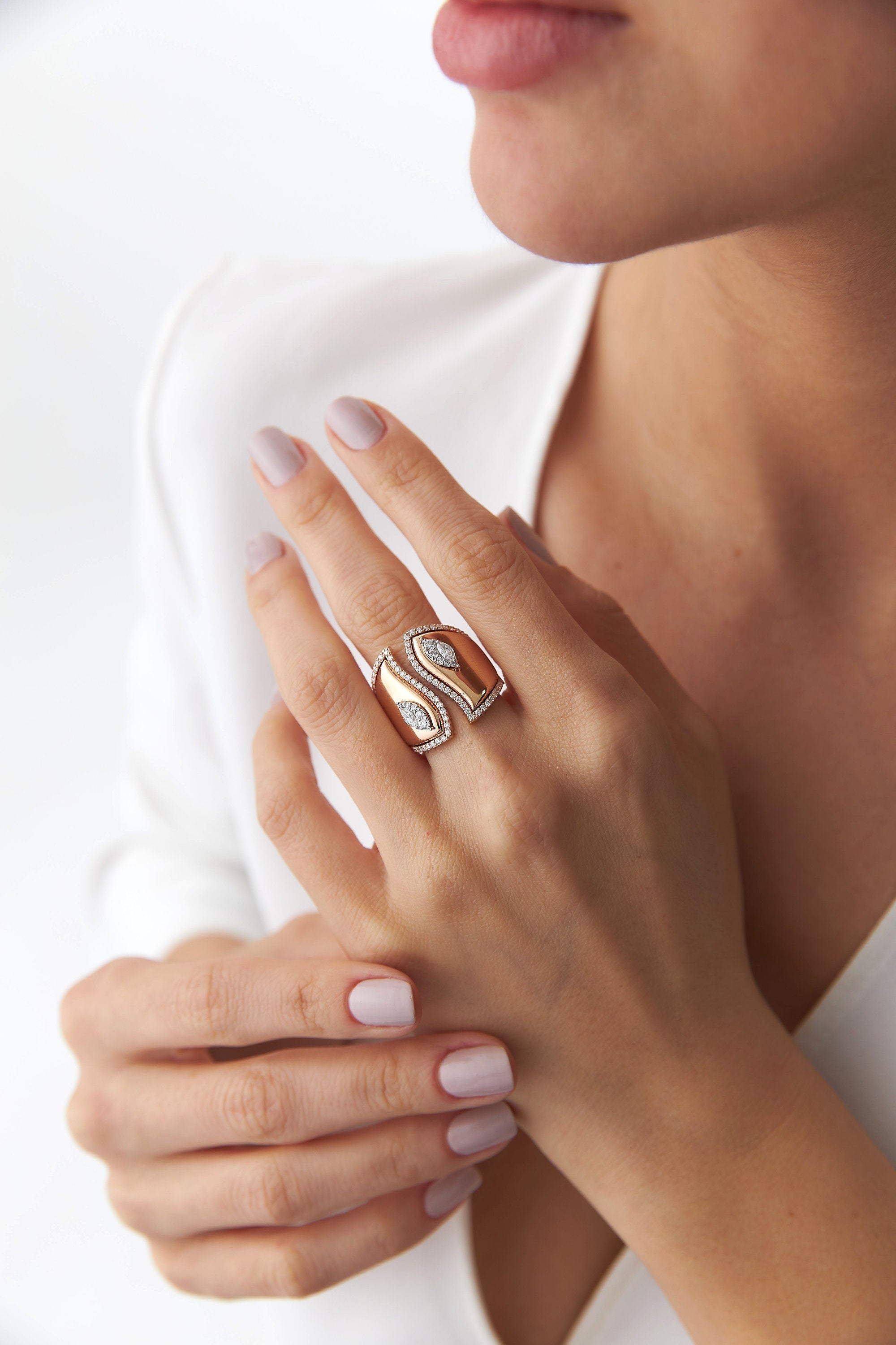 Large Open Marquise Ring in 14K Gold