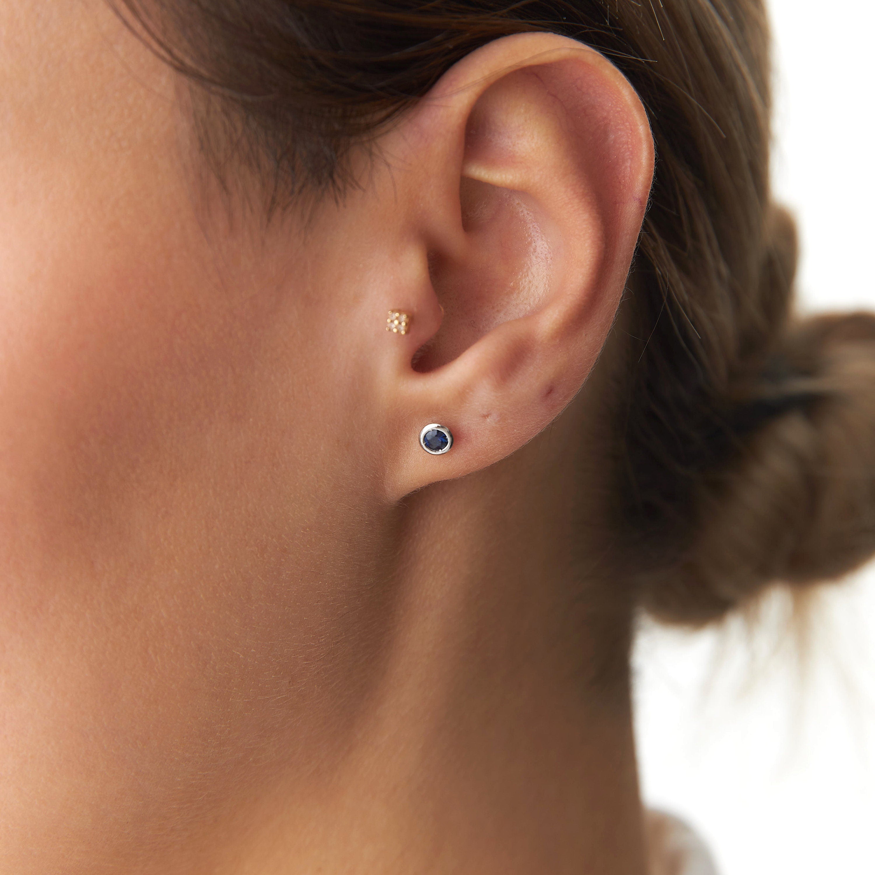 Blue Sapphire Stud Earrings Available in 14K and 18K Gold