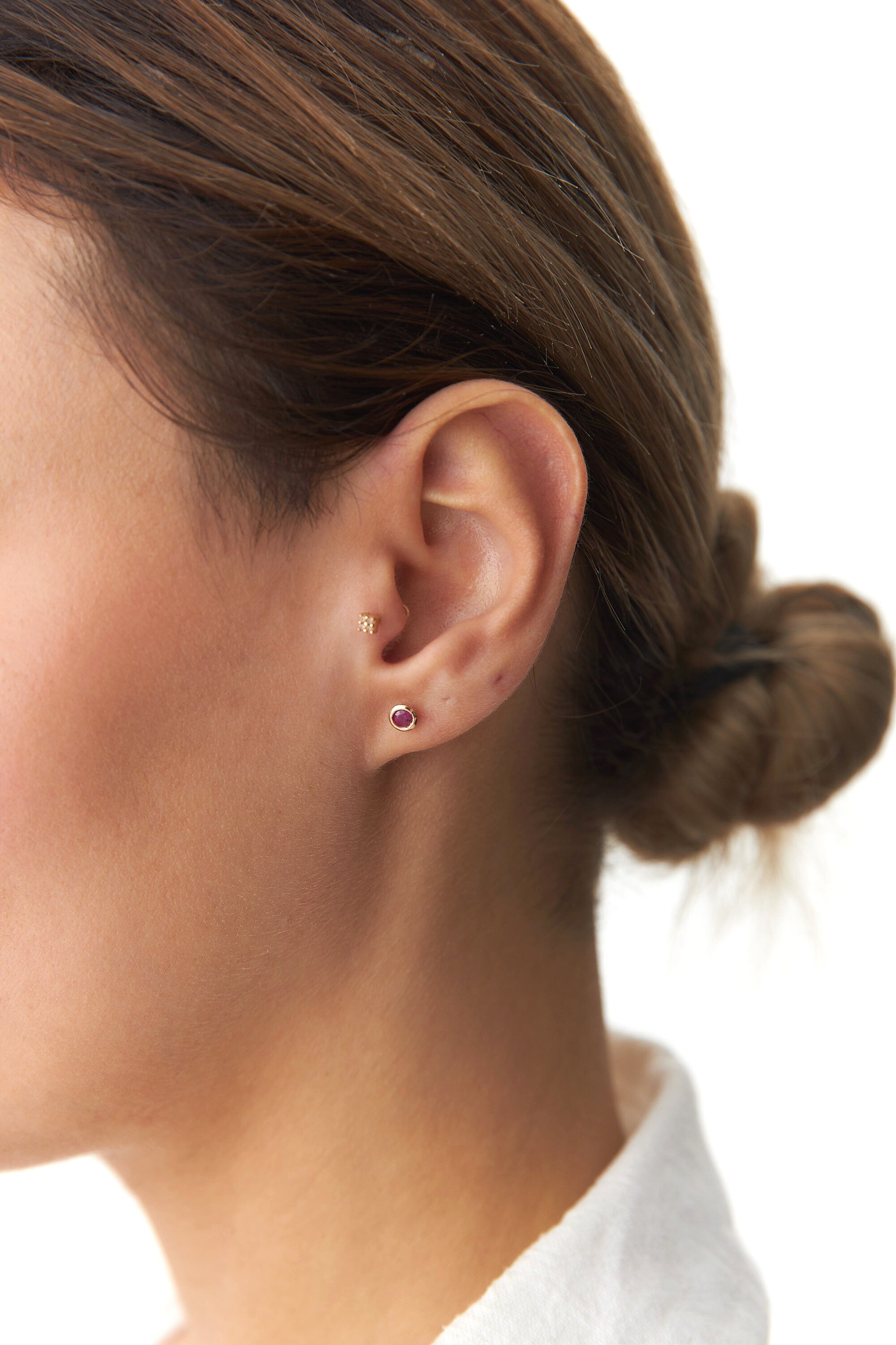 Natural Ruby Stud Earrings Available in 14K and 18K Gold