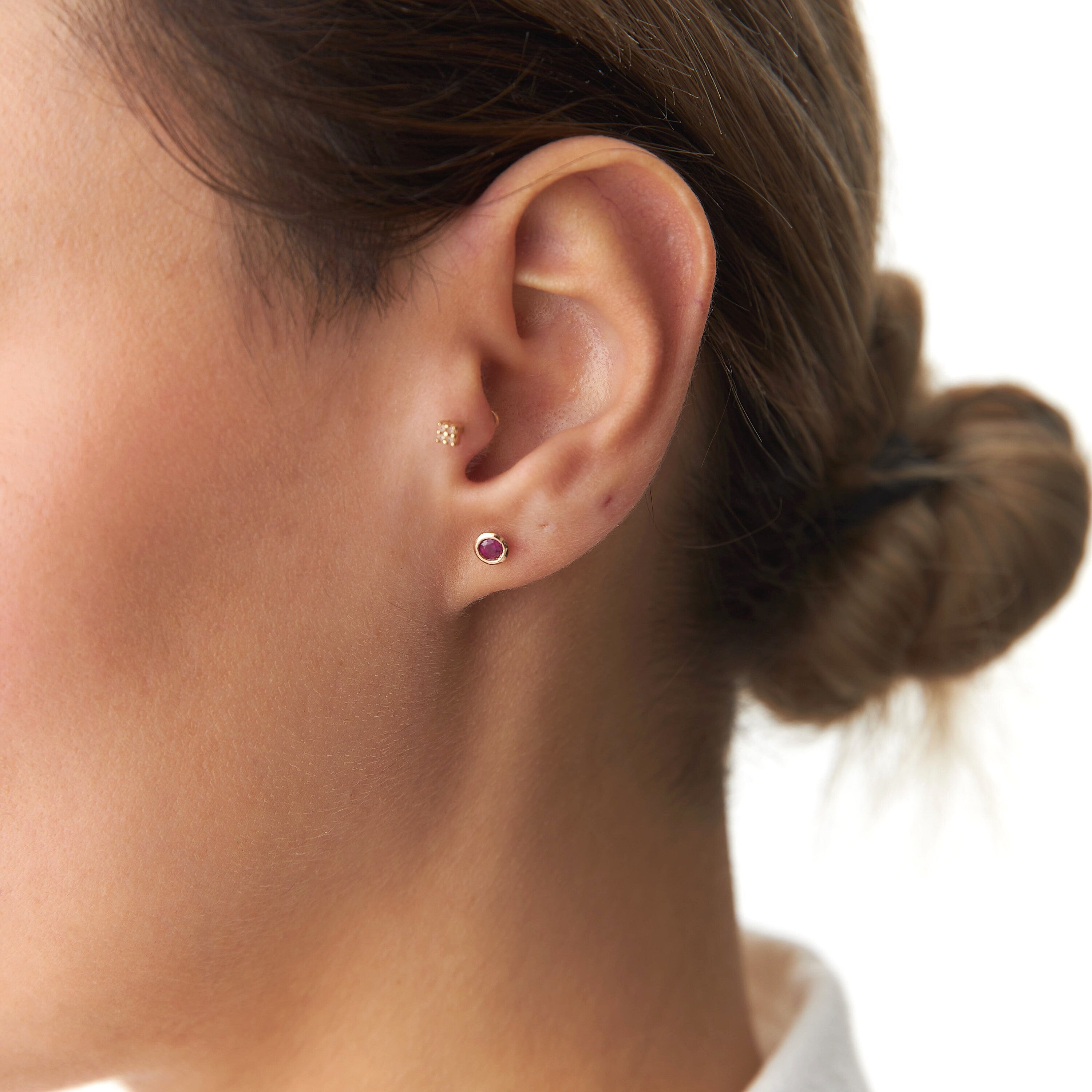 Natural Ruby Stud Earrings Available in 14K and 18K Gold