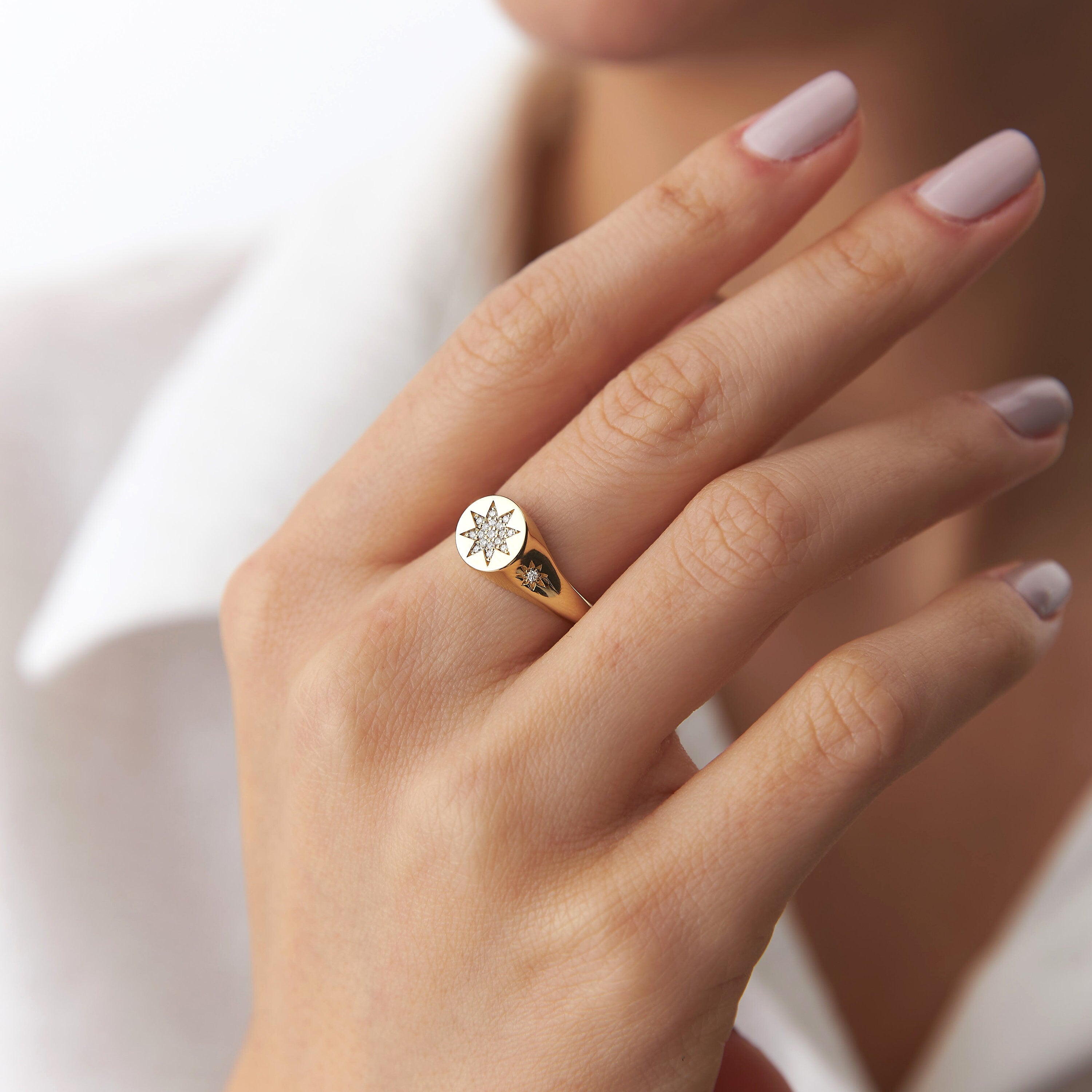 Diamond North Star Ring in 14K Gold