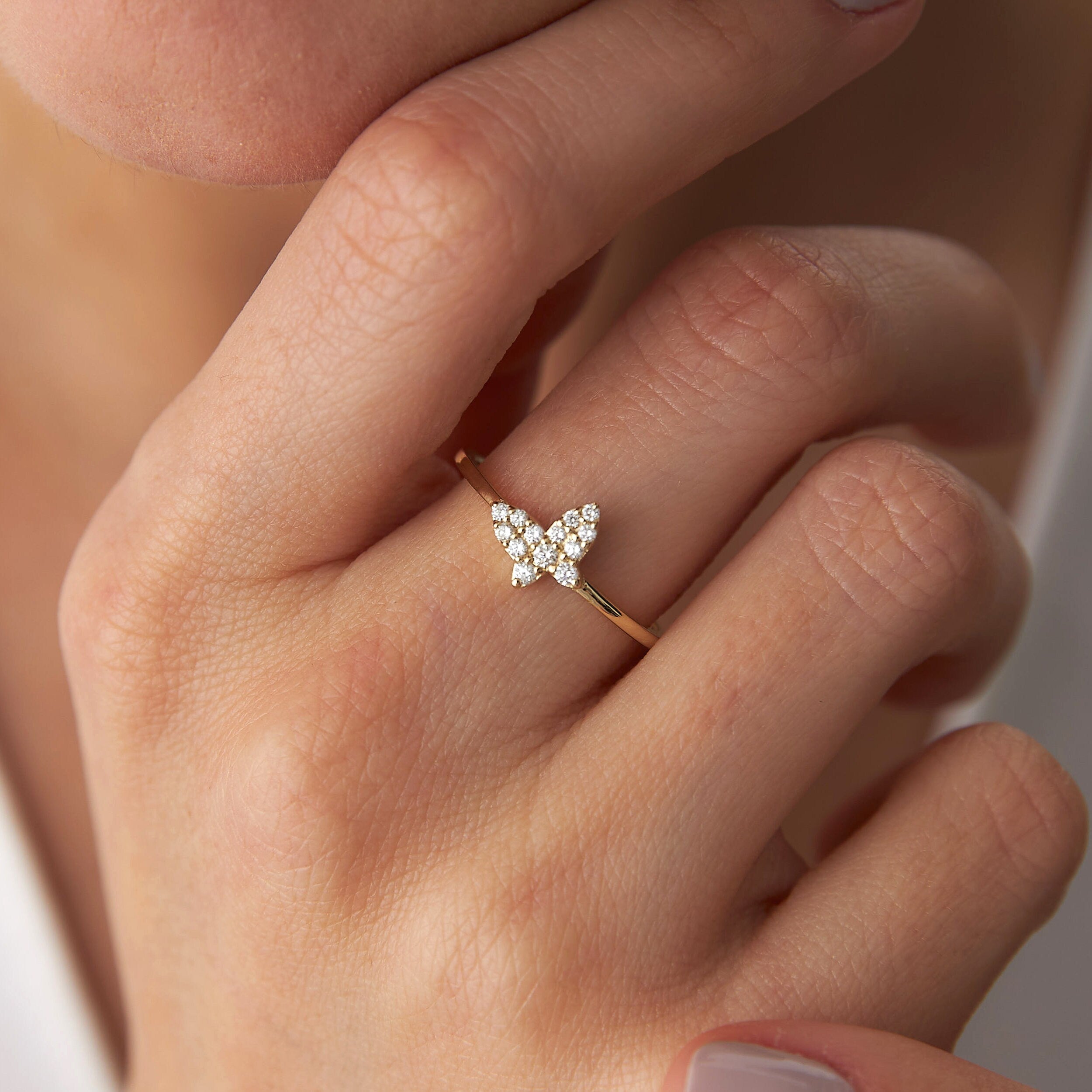 Diamond Butterfly Ring in 14K Gold