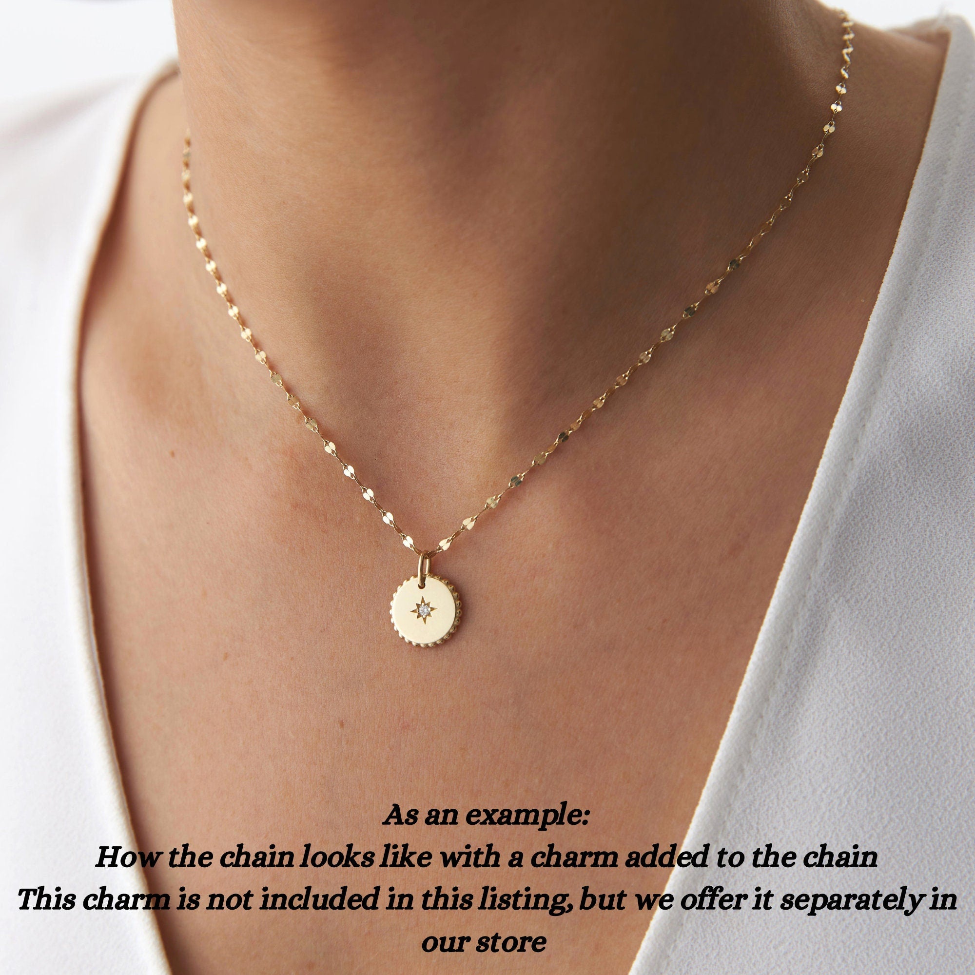 Thin Glitter Chain in 14K Gold