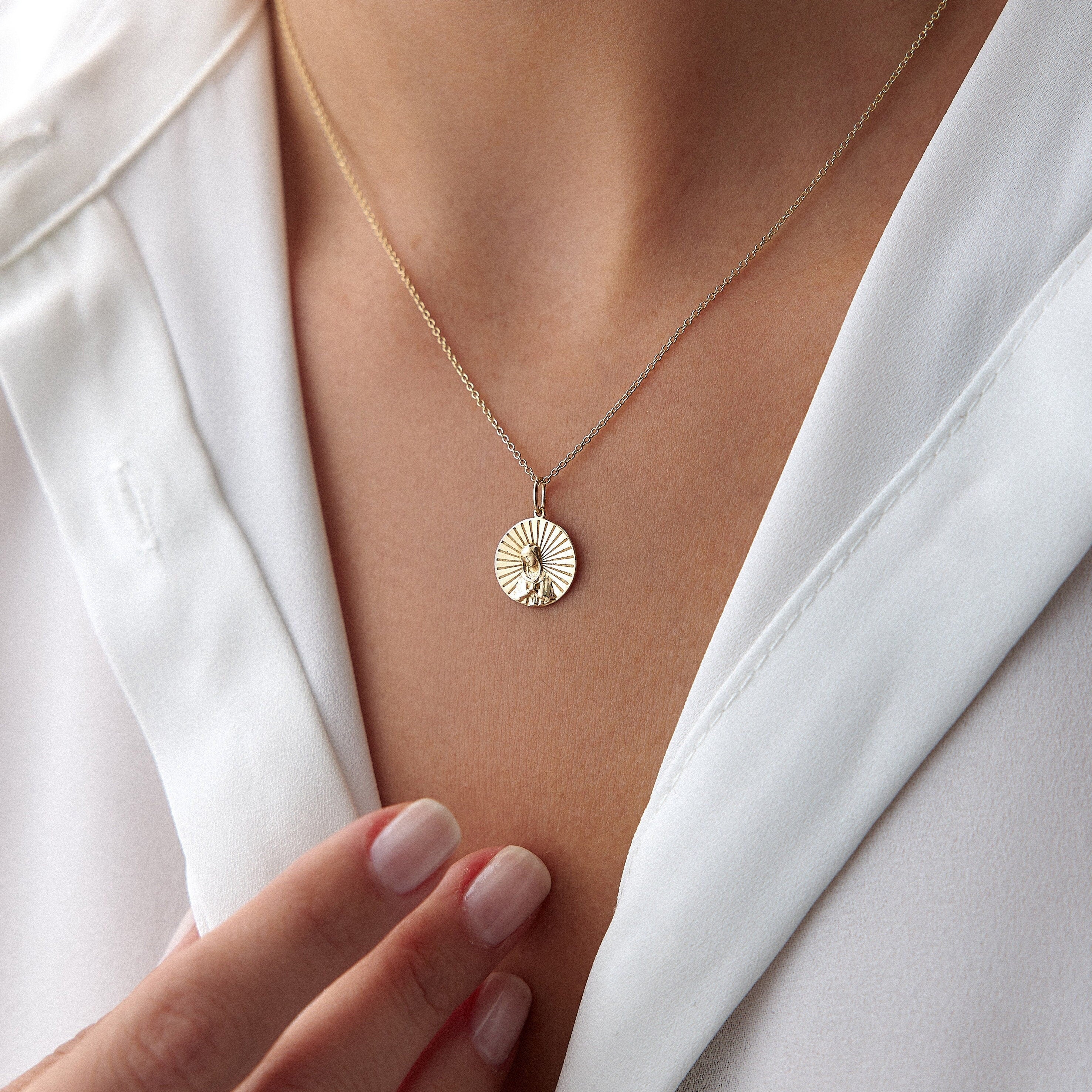 Virgin Mary Charm in 14K Gold