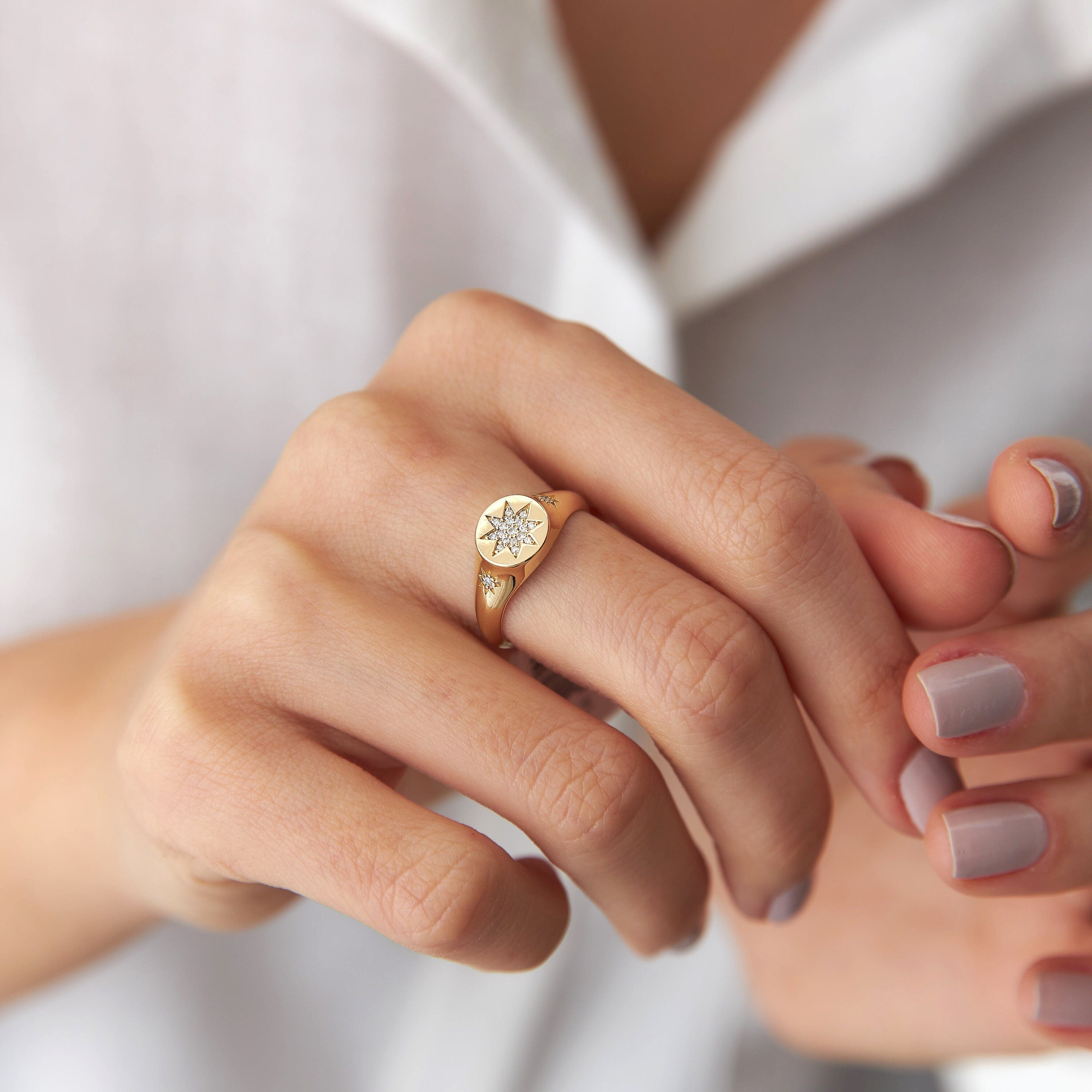 Diamond North Star Ring in 14K Gold