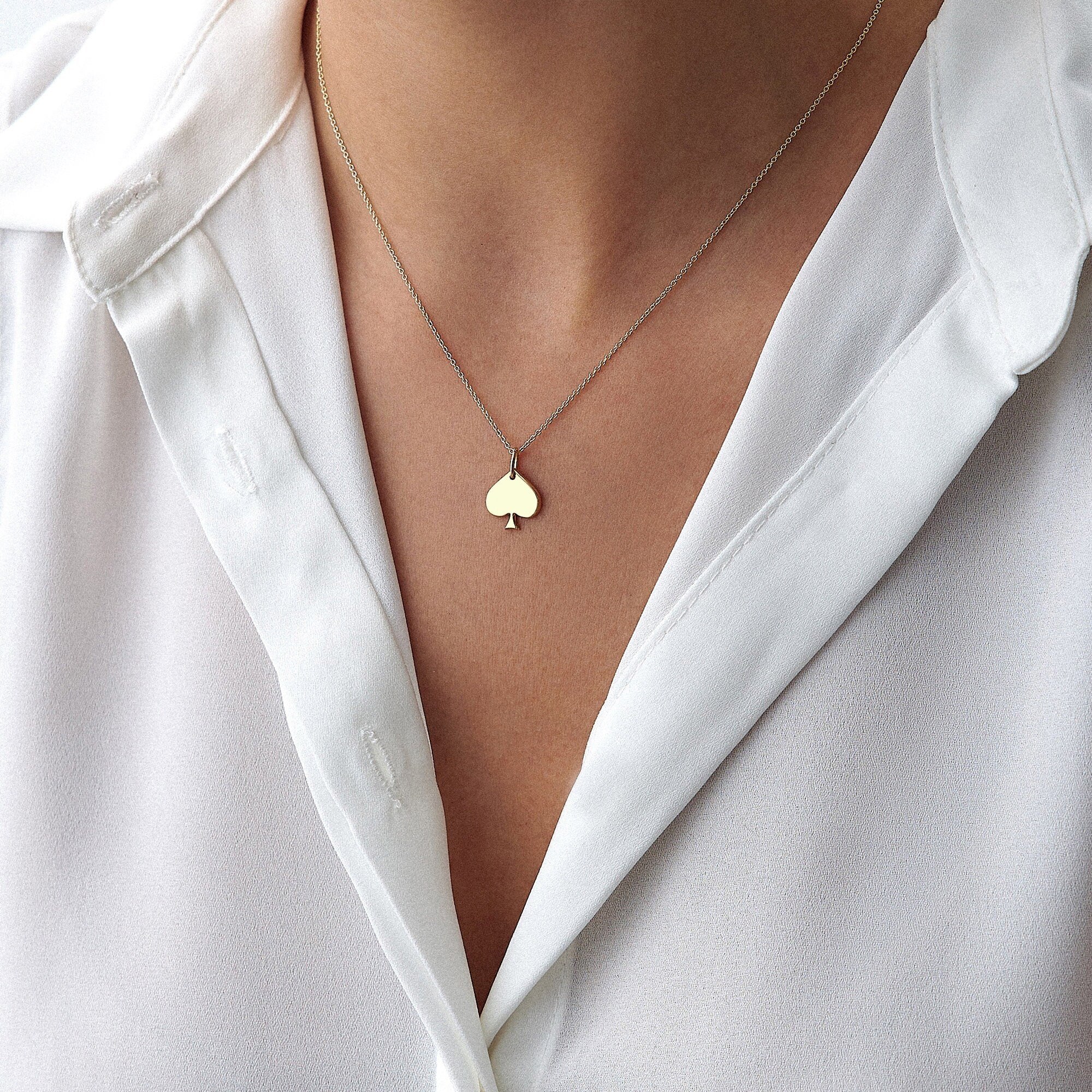 Ace Of Spades Necklace in 14K Gold