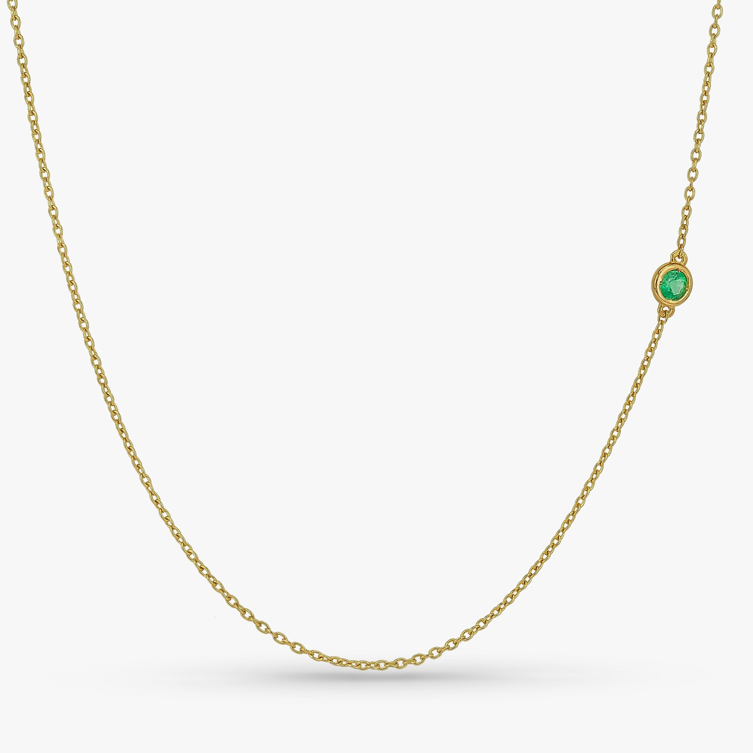 Asymmetric Floating Emerald Solitaire Necklace