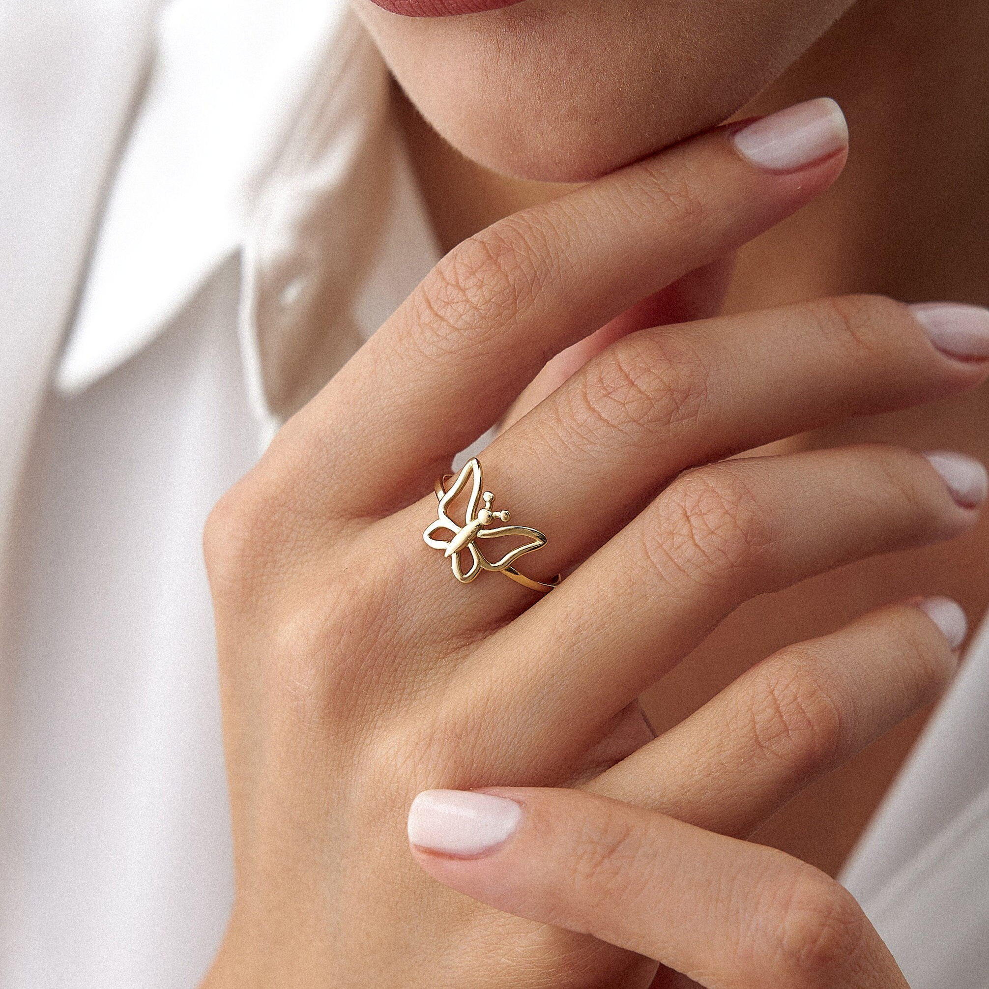 14K Gold Butterfly Ring