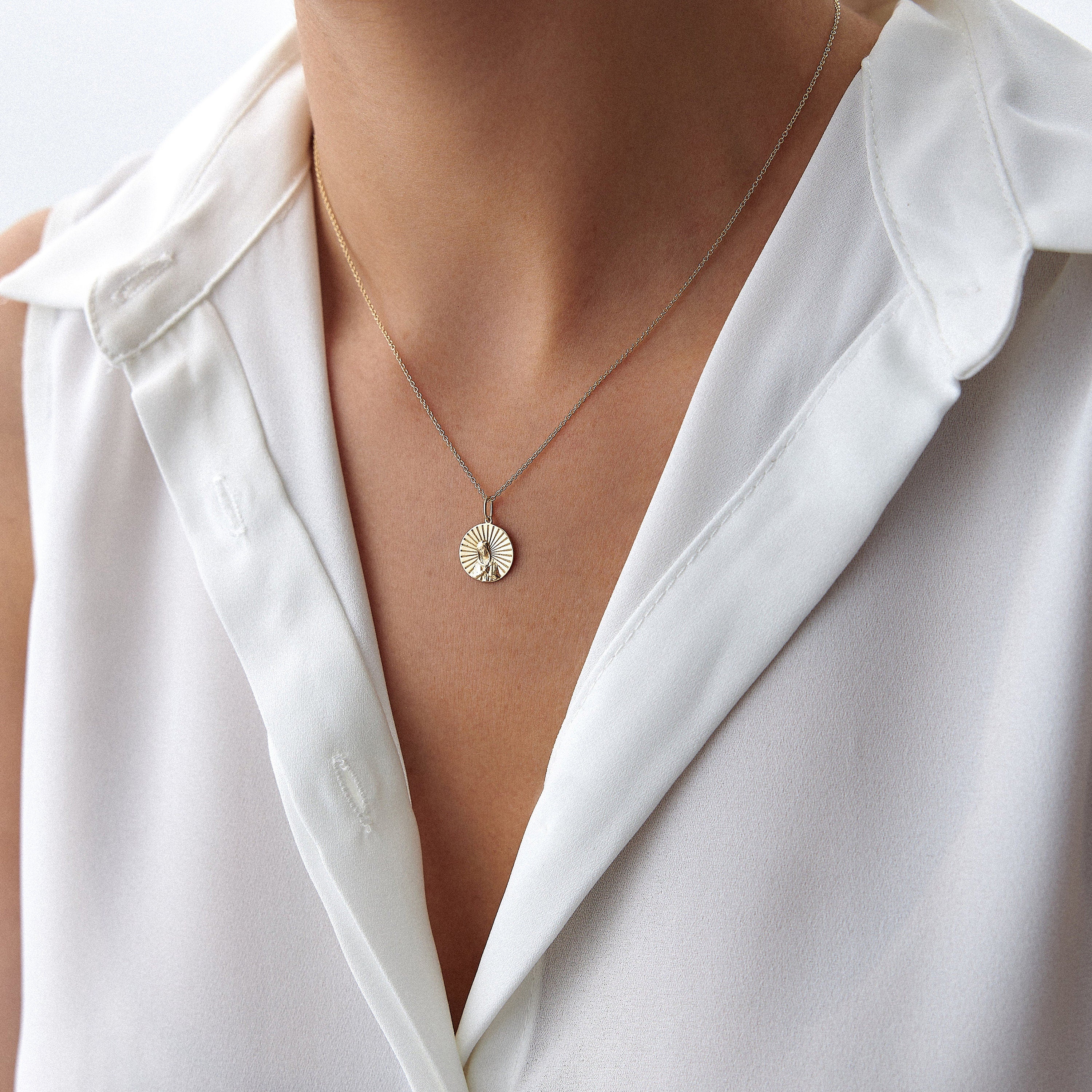 Virgin Mary Charm in 14K Gold